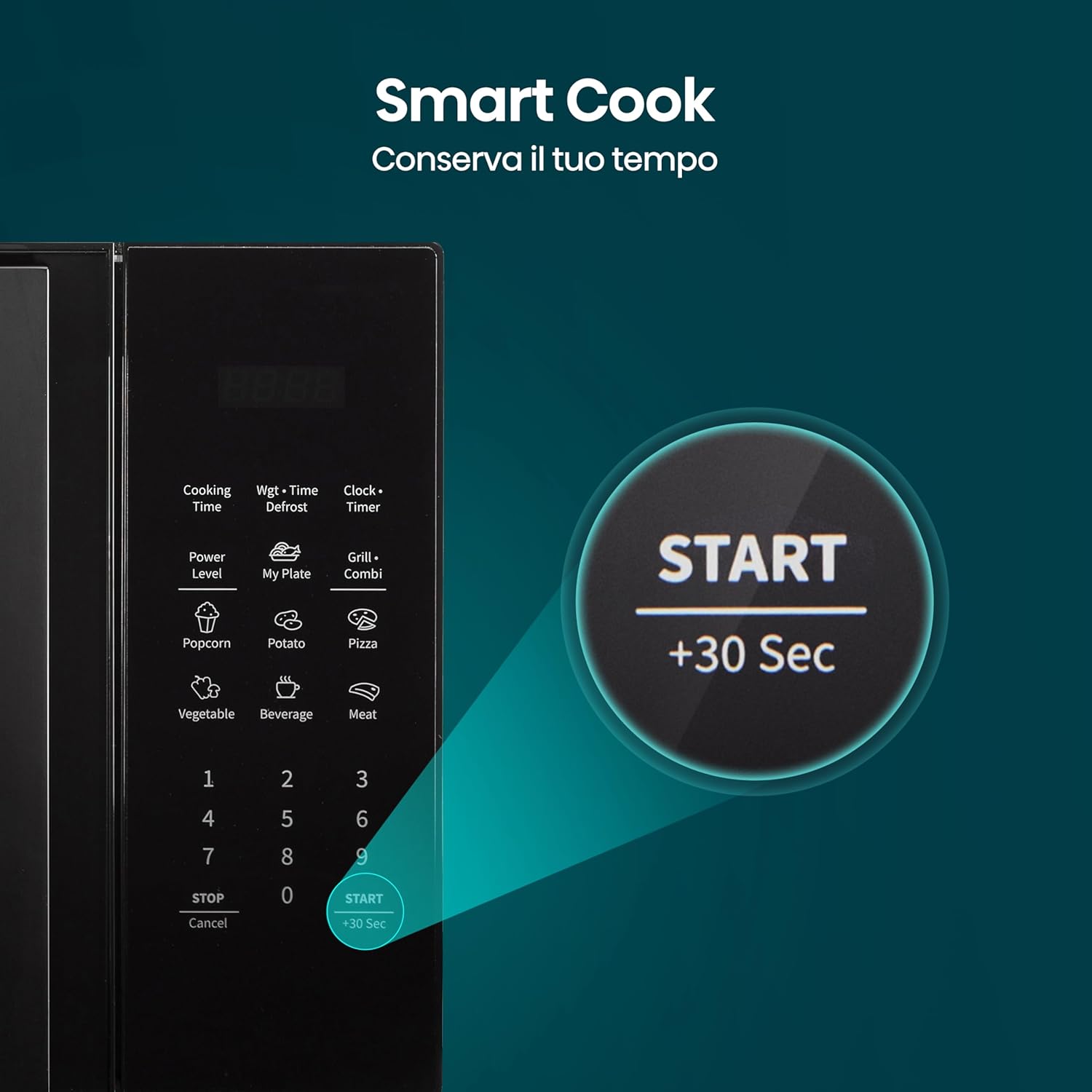Hisense Forno Microonde Elettronico, Capacità 23 L, Potenza 800 W, Grill Potenza 1000 W, Display Led con Comandi Touch, Nero