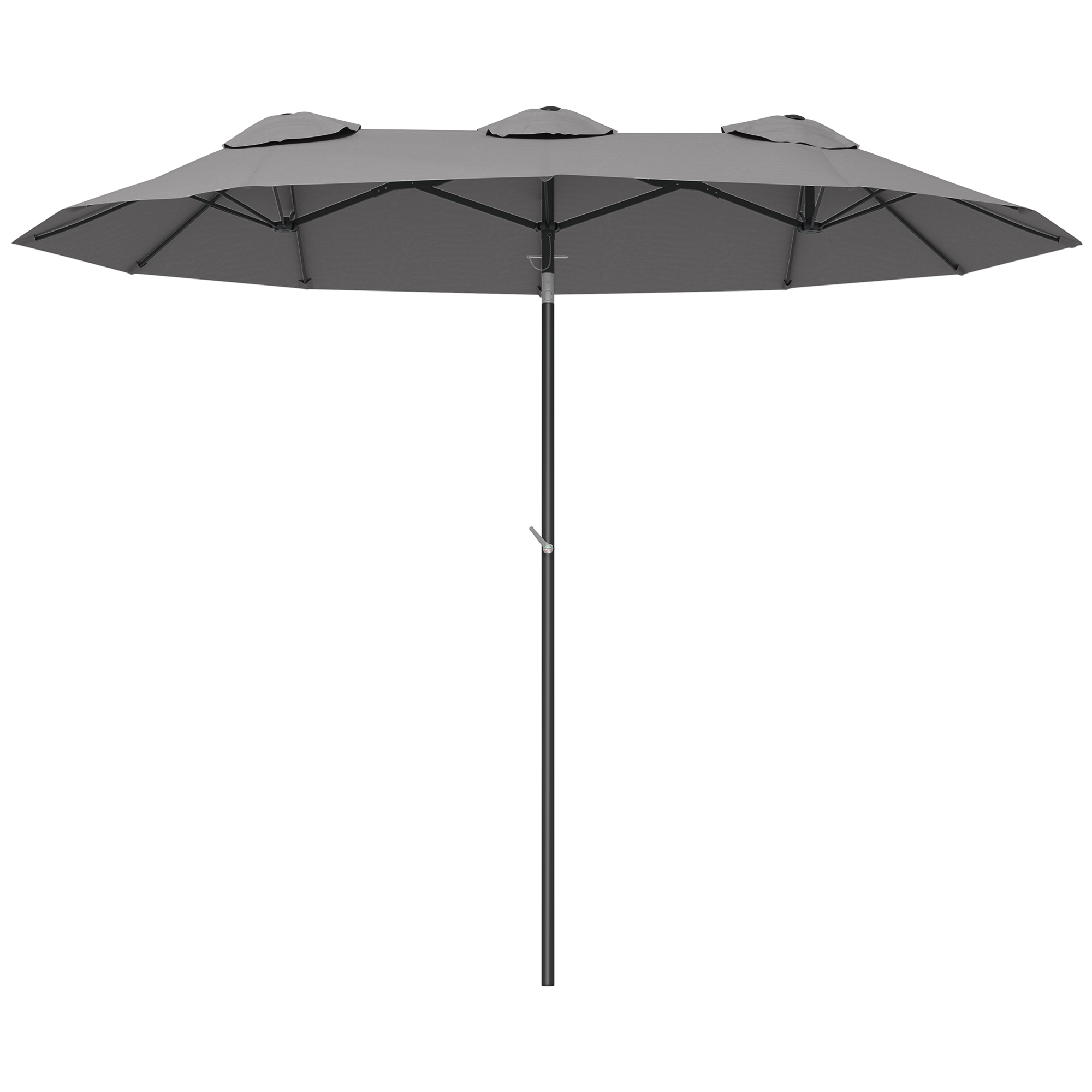 Outsunny Sonnenschirm, Gartenschirm, neigbar, mit Handkurbel, Winddach, Polyester+Stahl, grau, 295 x 152cm
