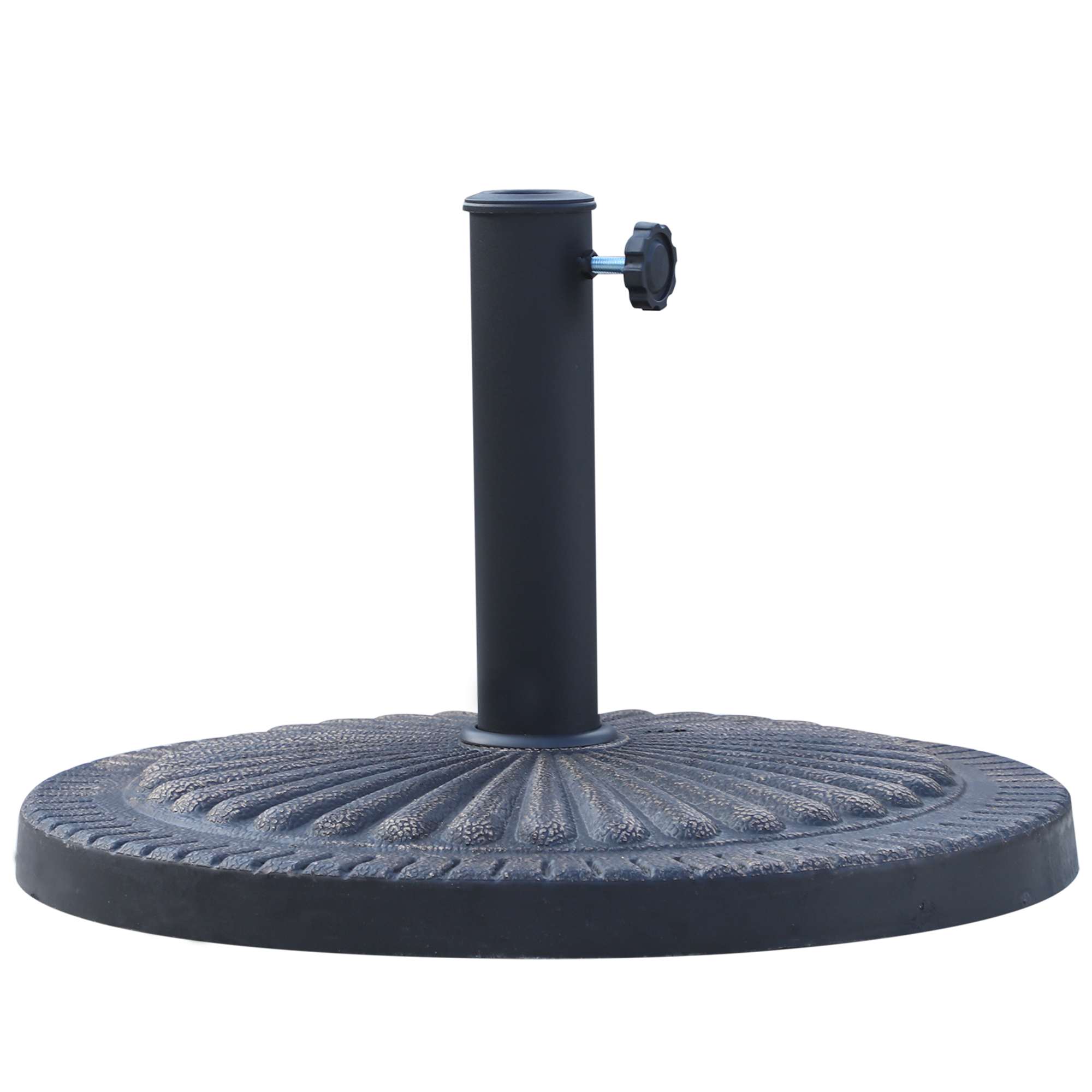 Outsunny Runder Sonnenschirmständer für Stangen von Ø3,8-4,8cm mit Dekoration und Knopf, Gewicht 15kg Ø49x32cm