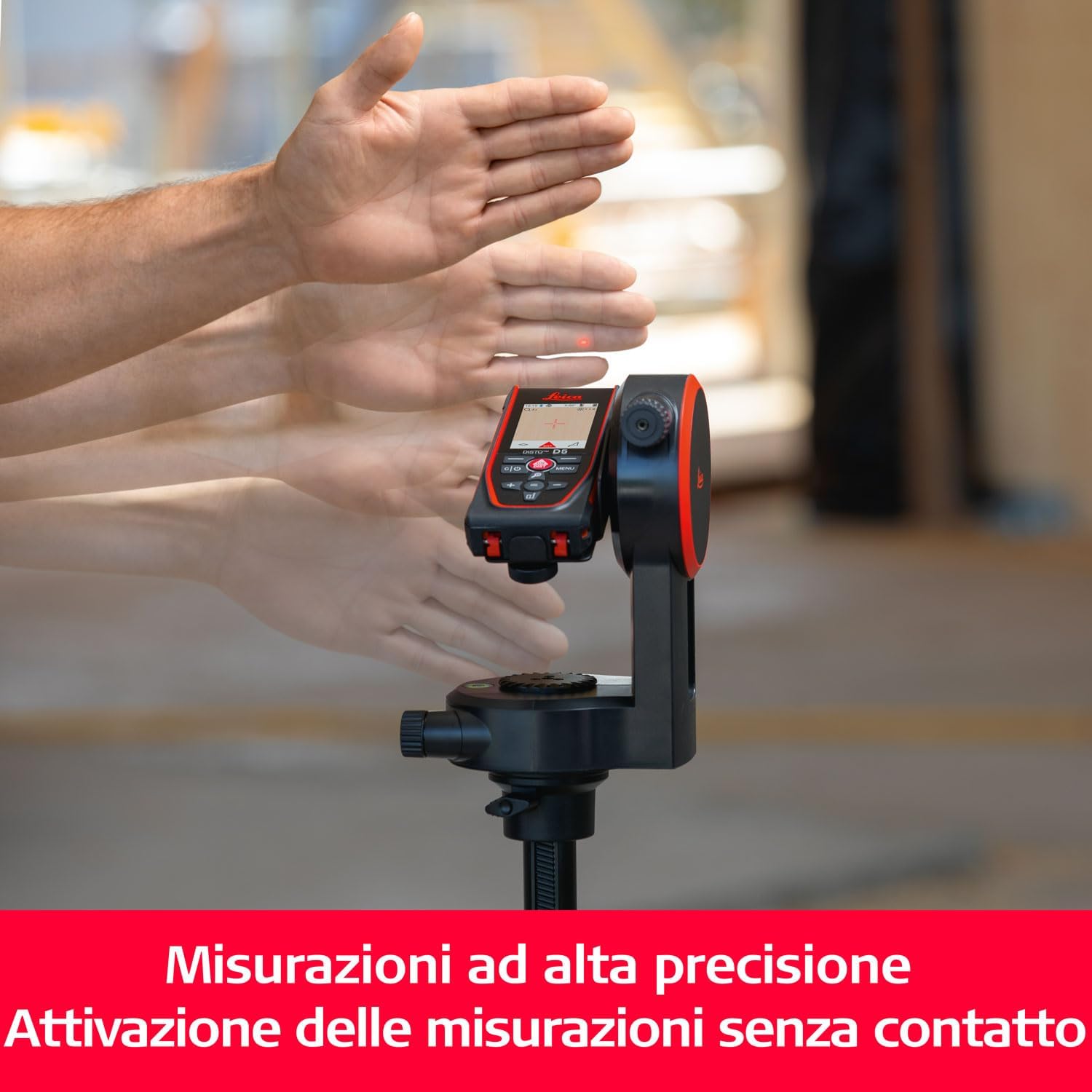 Leica Disto D5, Metro Laser Professionale con Bluetooth, Uso con App, Mirino, Uso Esterno e Interno, e Sensore d'Inclinazione per Tracciamento dell'Altezza, Profilo e Misurazione dell'Angolo
