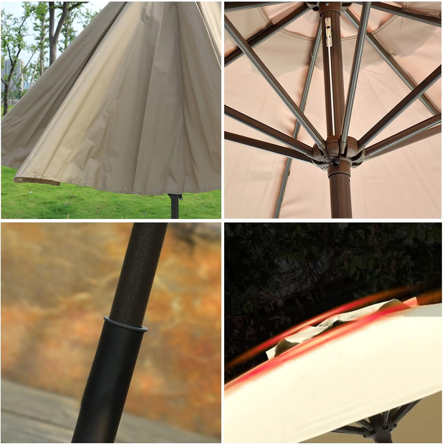 Wasserdichte Terrassen-Sonnenschirmabdeckung, Sonnenschutz für den Außenbereich, Rot, Grün, Beige, Khaki, Braun, mit Kurbelgriff, ohne Fuß, für Strände, Straßencafés, Gartenschirm, Sonnenschirm, 2,7 m