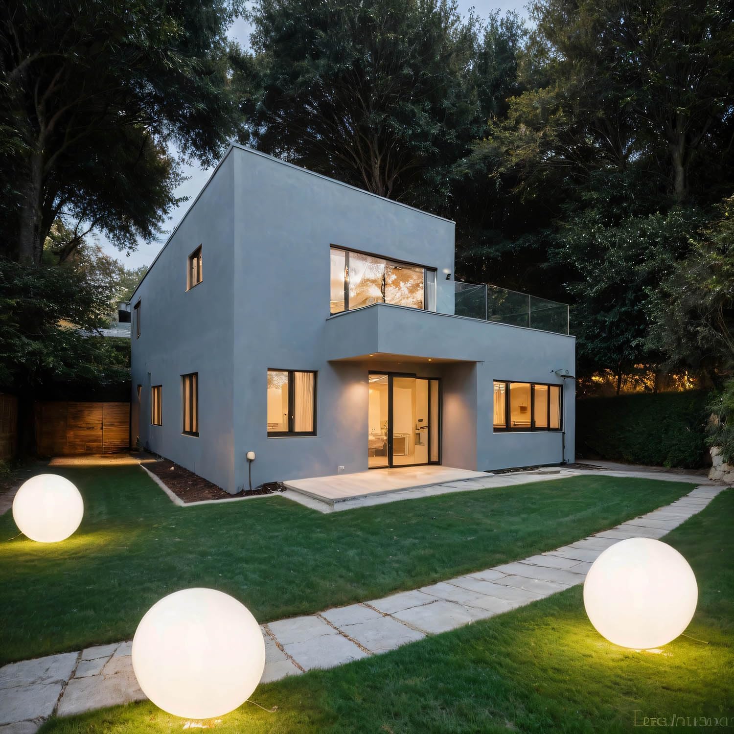 Licht-Erlebnisse Außenleuchte mit Stecker Kabel Ø 60 cm rund IP65 inkl. E27 LED 2700 K warmweiß robuste Wegeleuchte Kugelleuchte Terrasse Garten Lampe