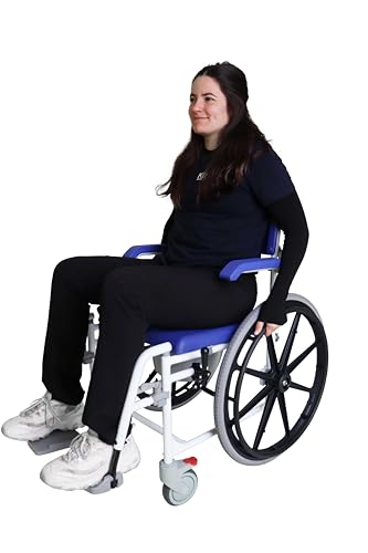 KMINA PRO   Sedia a Rotelle Bagno per Anziani, Carrozina Disabili con Ruote Autospinta, Sedia con Ruote per Doccia, Carrozzina WC Disabili, Sedia Bagno Comoda Anziani, Sedia WC per Anziani   Blu : Amazon.it: Salute e cura della persona