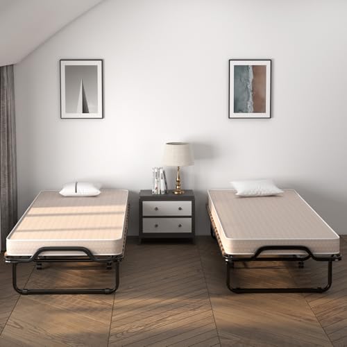 COSTWAY Letto Pieghevole, Beige, 90x200cm Matelas 10cm : Casa e cucina
