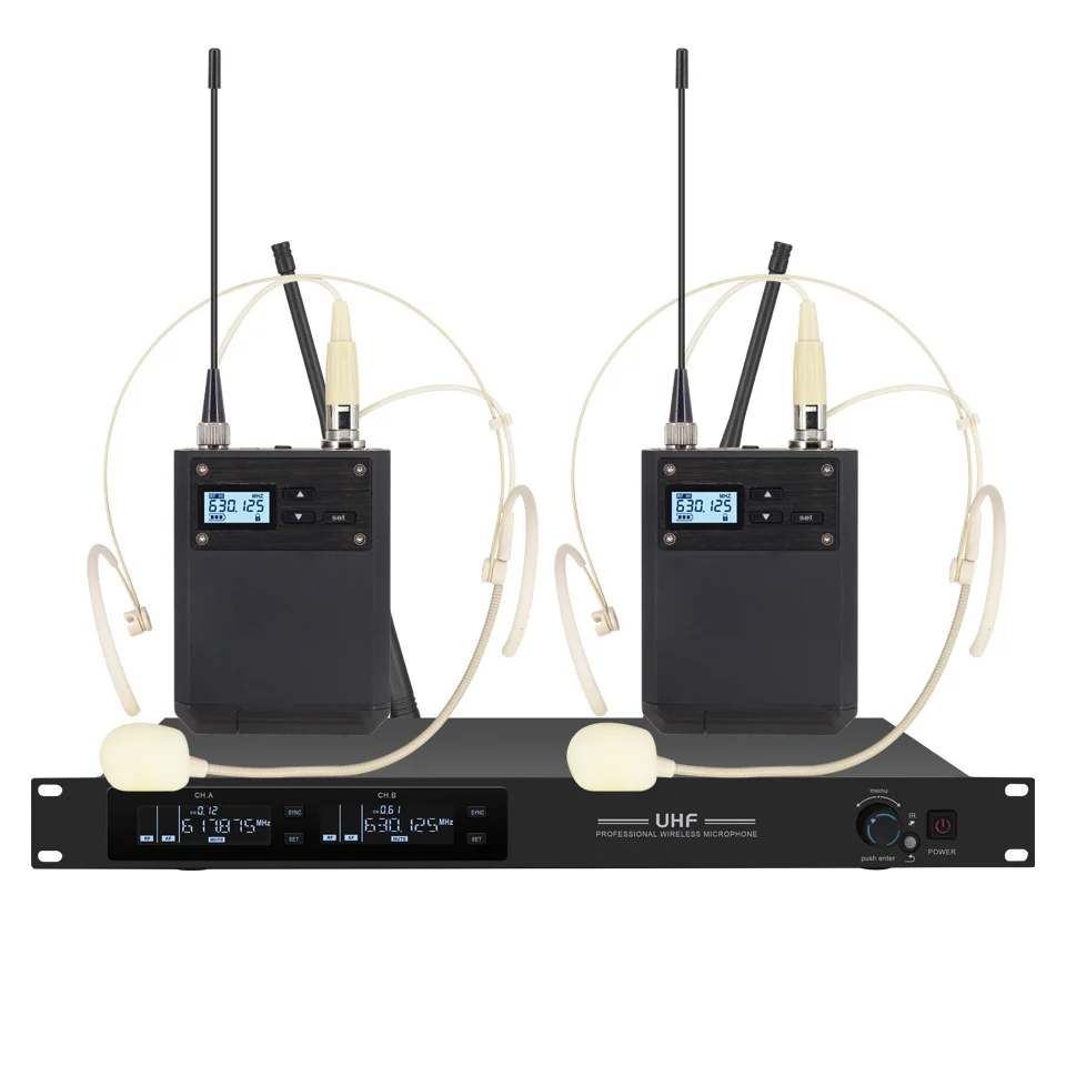 ERZHEN Ultra-High Frequency 2-Channel Wireless Microphone System #U250