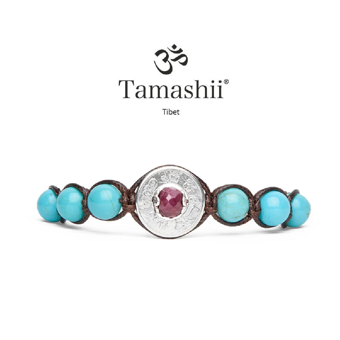 Bracciale Tamashii ruota della preghiera Rubino e Turchese BHS339-7R