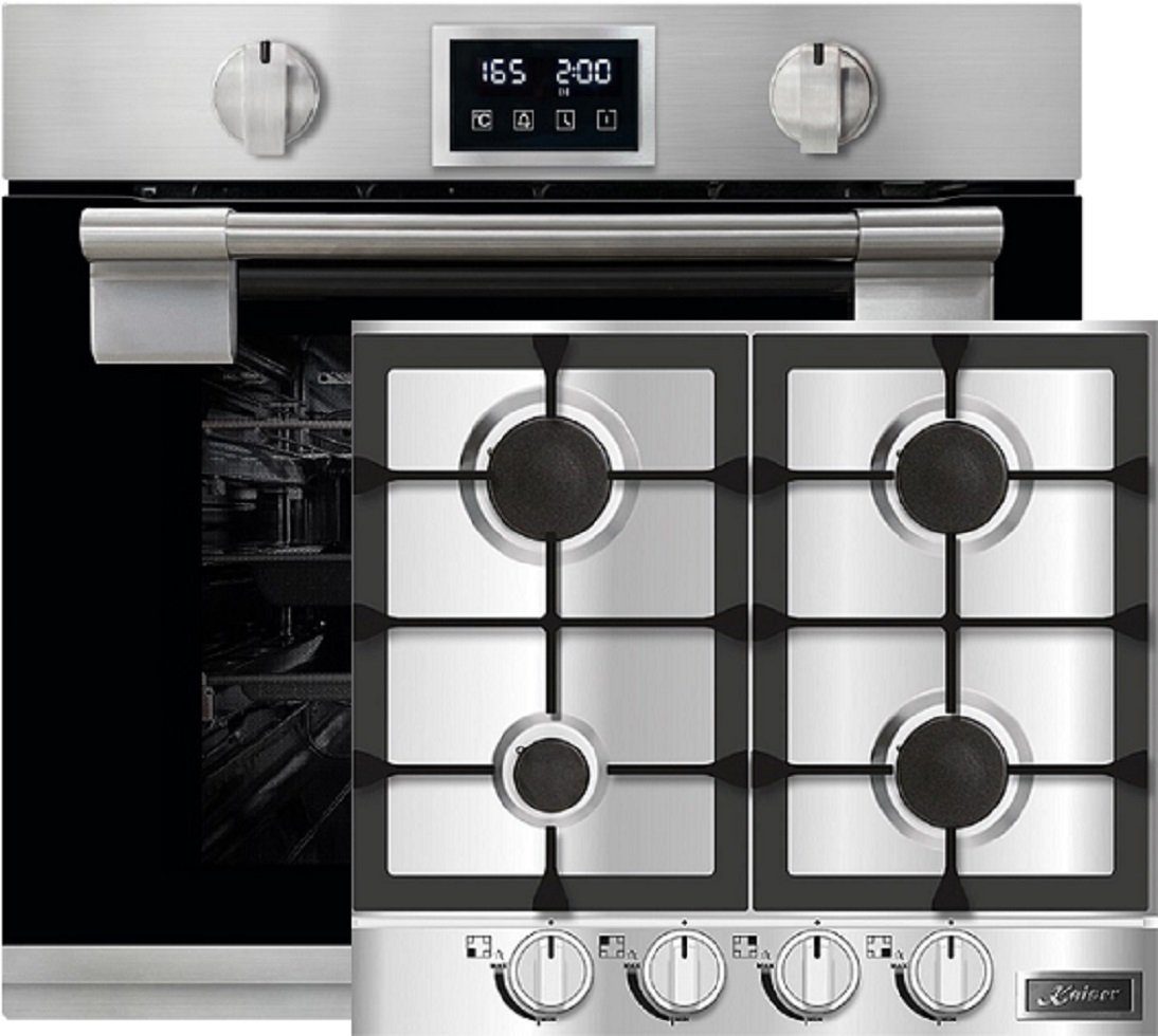 Backofen-Set Herd Set Autark Einbaubackofen 79L,11 Funktionen + Gaskochfeld 60 cm, 4 Gasbrenner EH 6337+KG 6357.