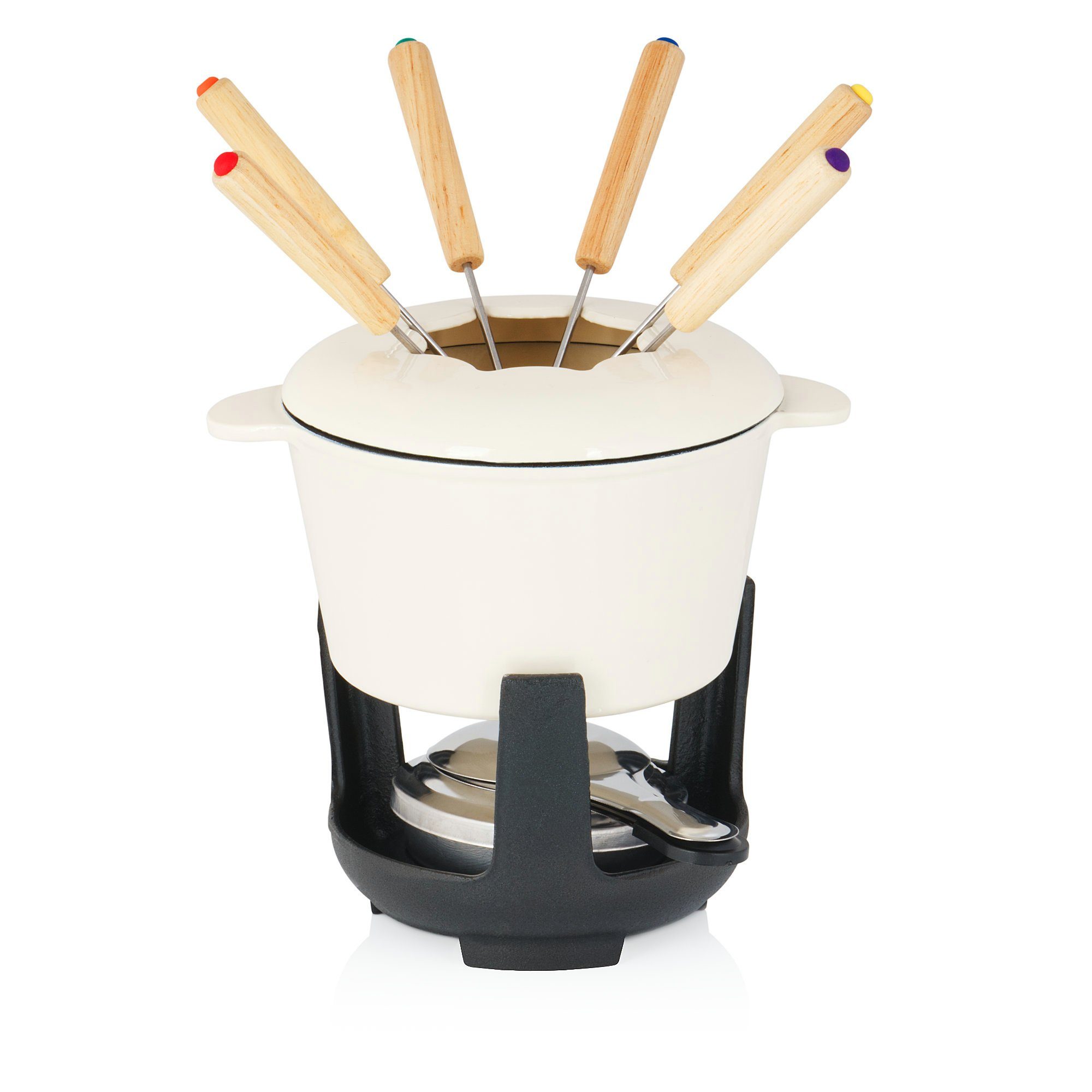 Fondue 13-teiliges Gusseisen Fondue Set für 6 Personen, 1 L, emailliert