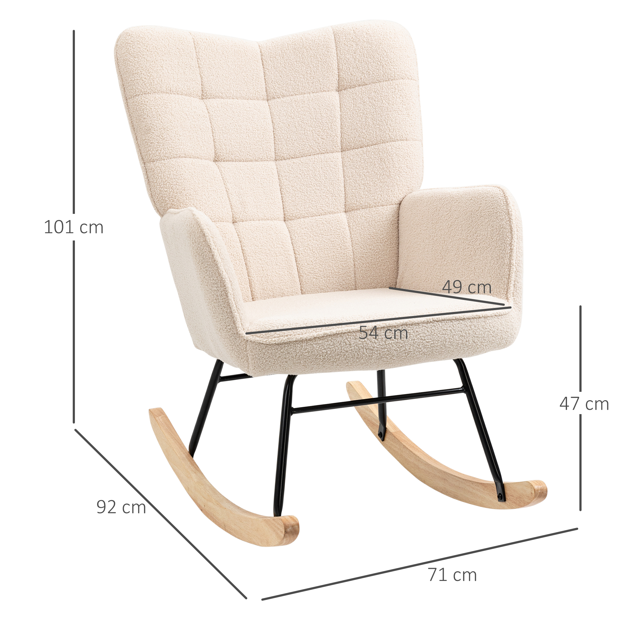 schommelstoel accentstoel tot 120 kg, polyester, beige