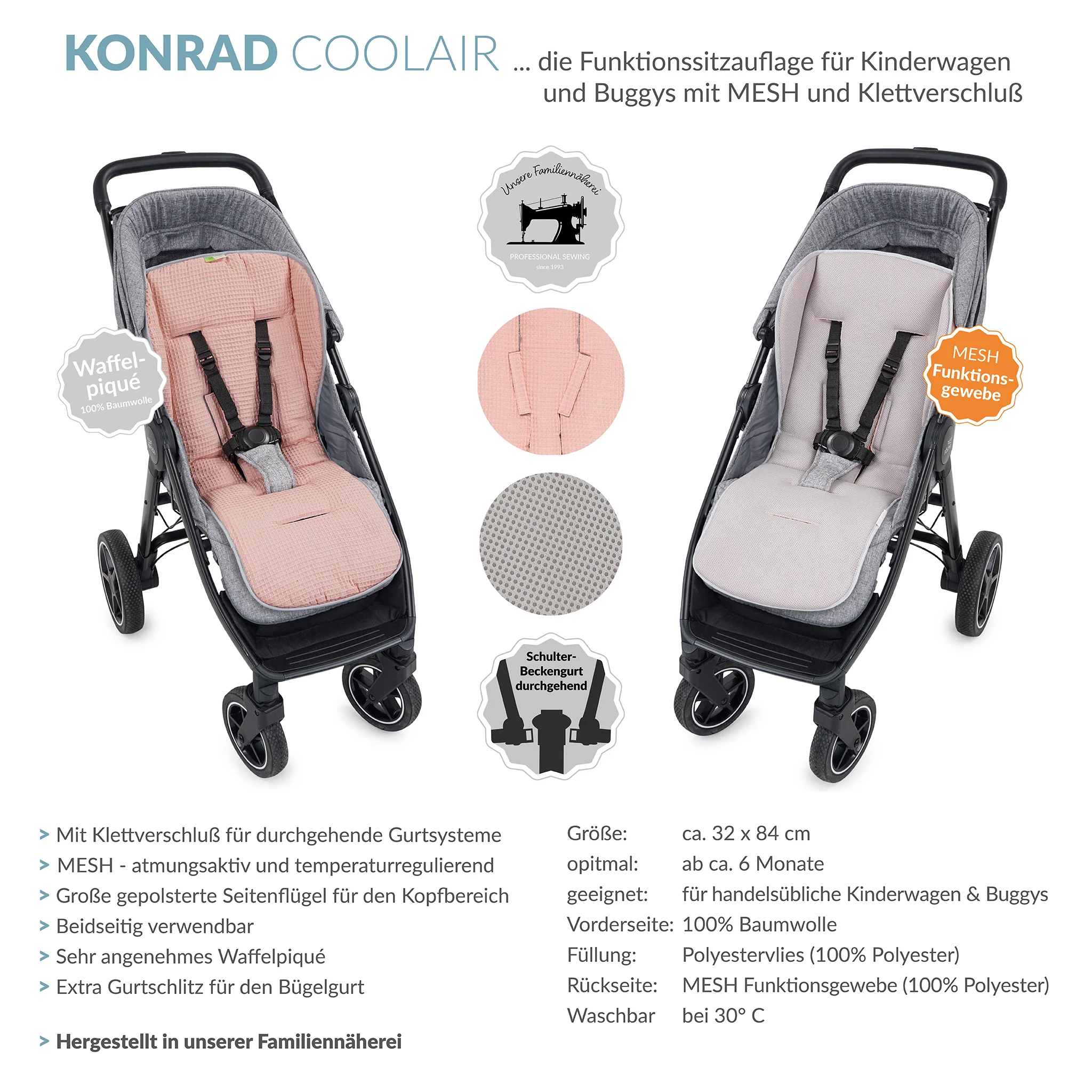 KONRAD die gro?e Buggysitzauflage mit Klett
