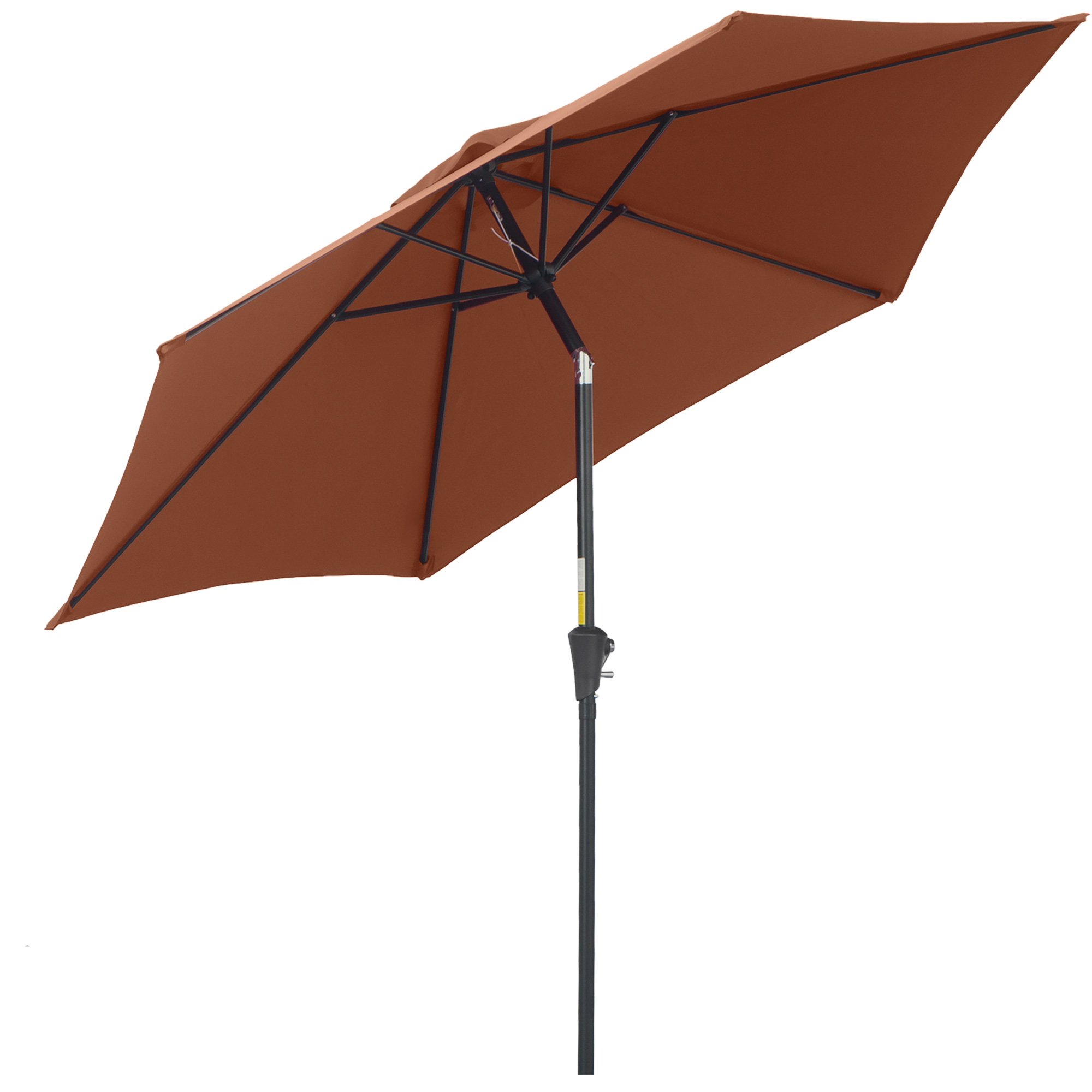 Outsunny Knickschirm Sonnenschirm Gartenschirm Marktschirm mit Handkurbel Alu 180/㎡ Polyester Stahl Kaffee Ø2,6 x 2,35 m