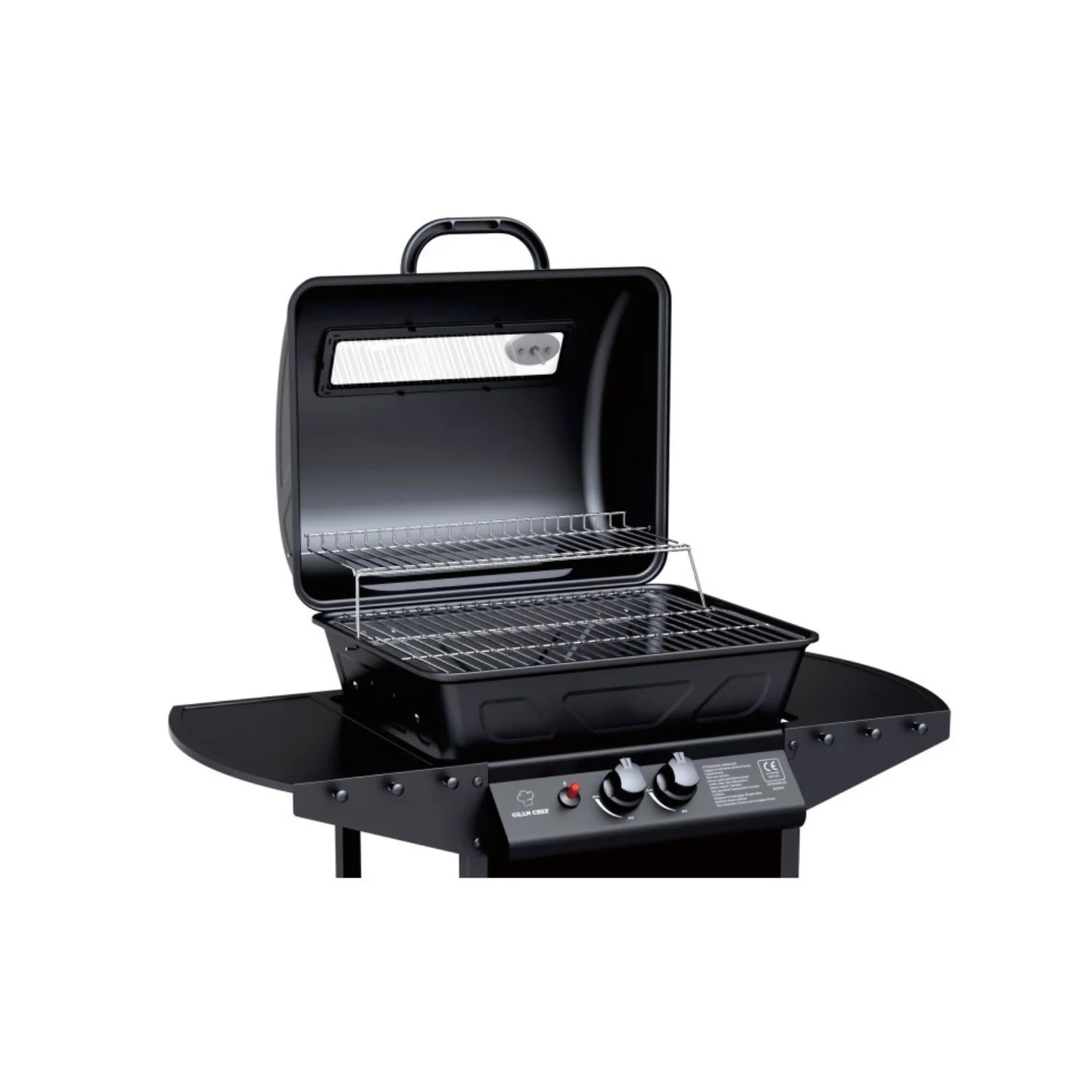 Barbecue A Gas A 2 Fuochi John In Acciaio Nero Con Ruote