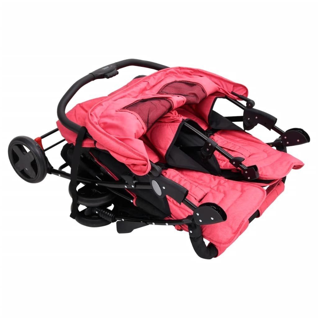 Kinder-Buggy aus Stahl, Leinen in Rot