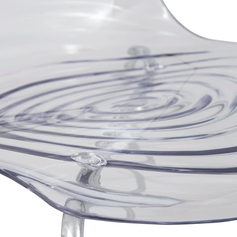 Acrylic Dining Chair with Chrome Legs Modern Accent Side Chair Water Ripple Design Seats