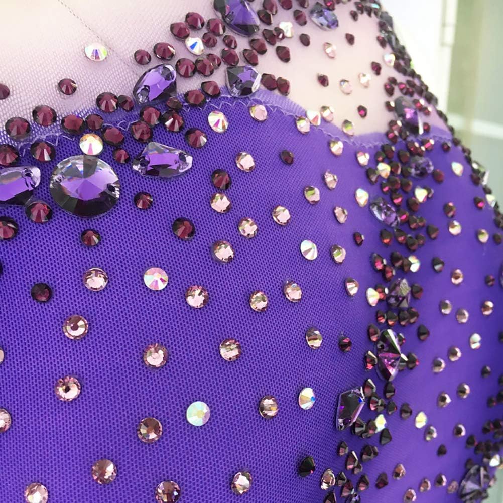 Damen Eiskunstlauf Wettkampf Kleid Mädchen Profi Eislaufen Rock Glänzend Strass Kunst Gymnastik Wear
