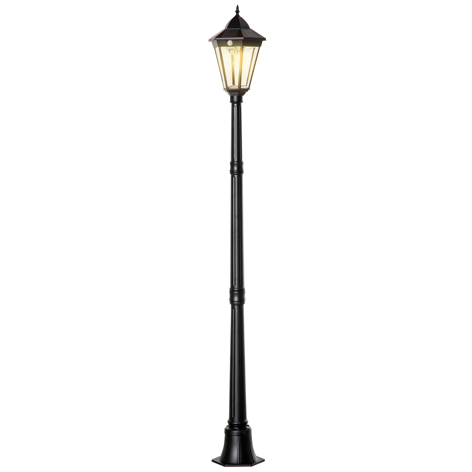 Outsunny Solarleuchte für den Außenbereich, klassische LED-Stehlampe aus wasserdichtem Aluminium mit einstellbarer Helligkeit