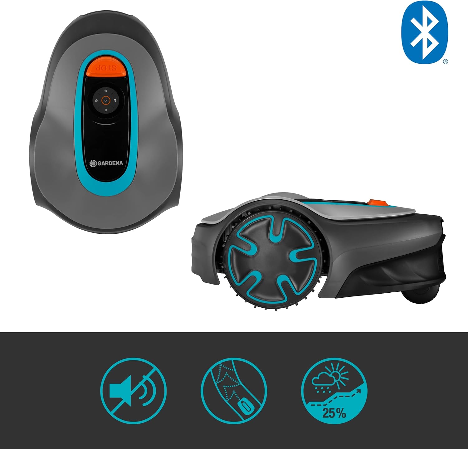 Gardena Mähroboter SILENO minimo 250 m2: intelligenter Rasenmäher mit optimaler Konnektivität, mit Gardena Bluetooth App programmierbar, DE-Version (15201-20)