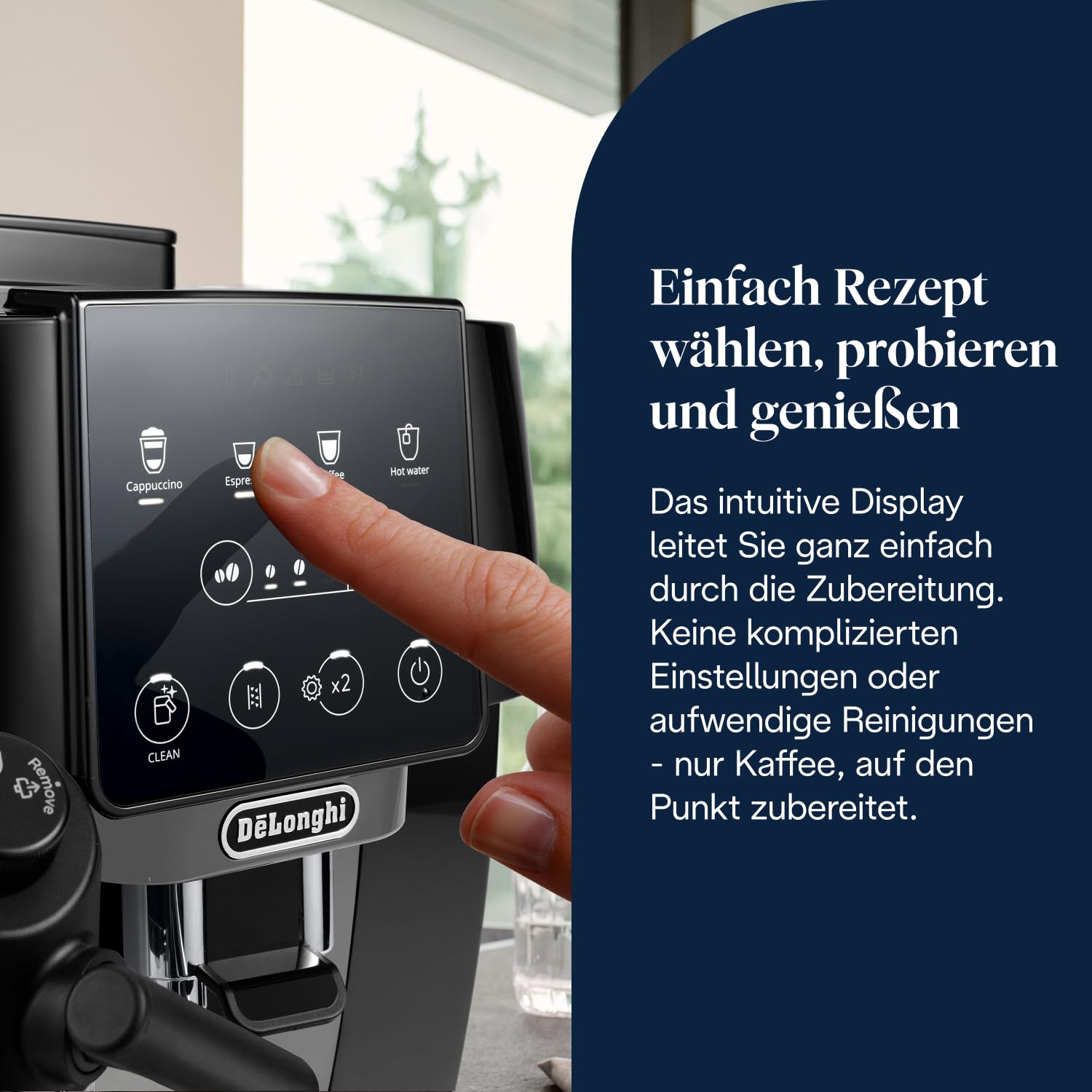 Kaffeevollautomat Magnifica Start mit 4 One-Touch-Getränken und LatteCrema Milchaufschäumsystem, 1,8 L, schwarz-grau