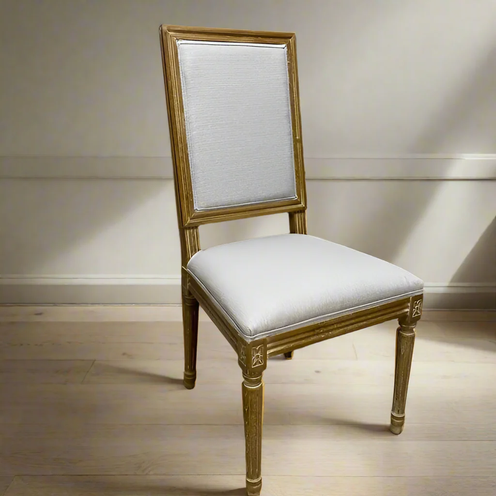 Beige Linen Louis Chair �C Classic Upholstered Accent Chair | 96cm