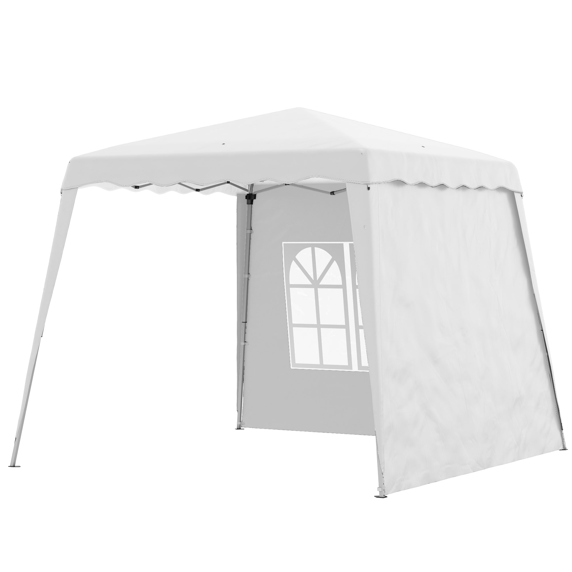 Outsunny Pop Up Pavillion Faltpavillion, inkl. Fernstern, wetterbeständig, 240 x 240 x 250 cm, Weiß