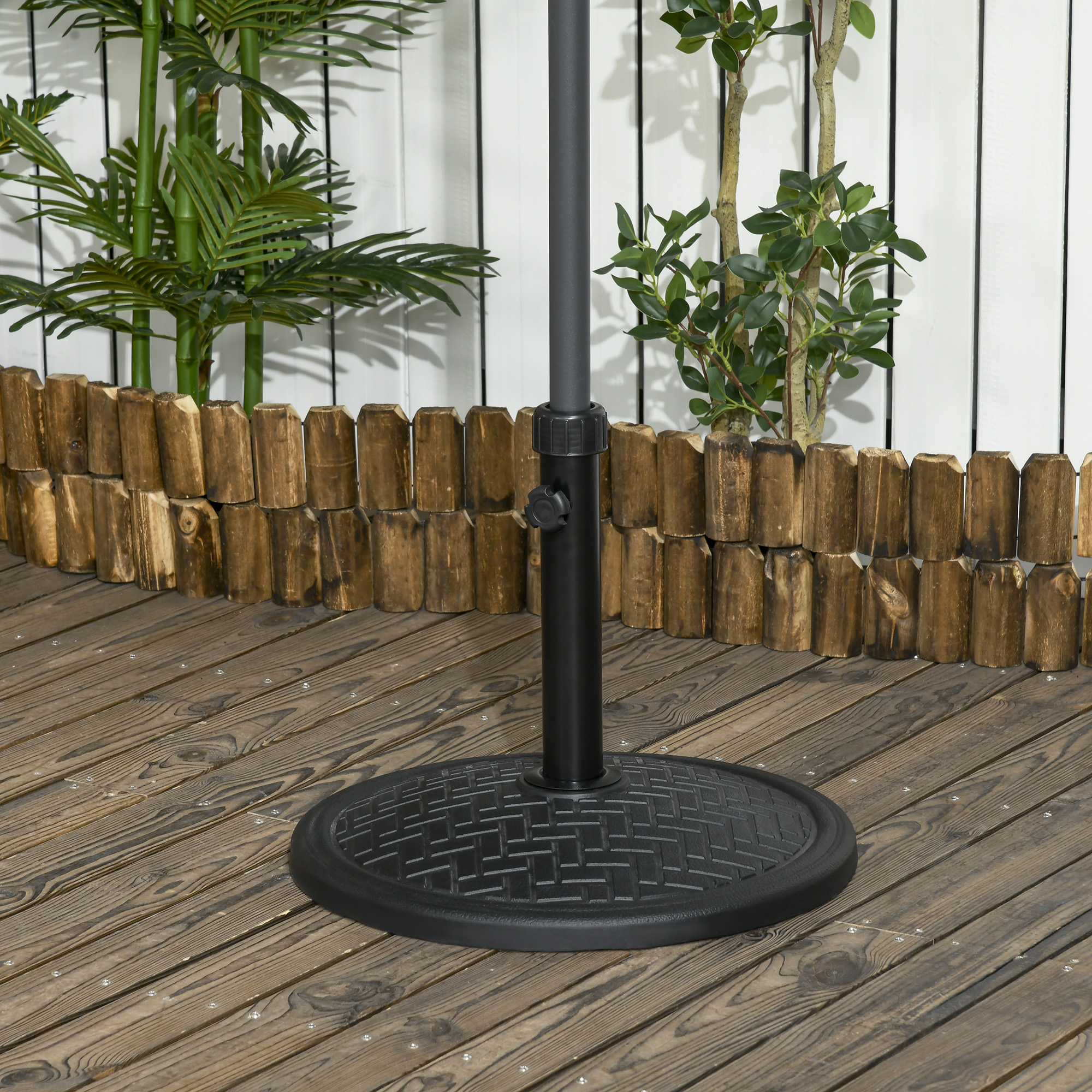 Outsunny Runder Sonnenschirmständer Gartenschirmständer Sonnenschirmfuß aus Beton Ø 46 cm Schwarz