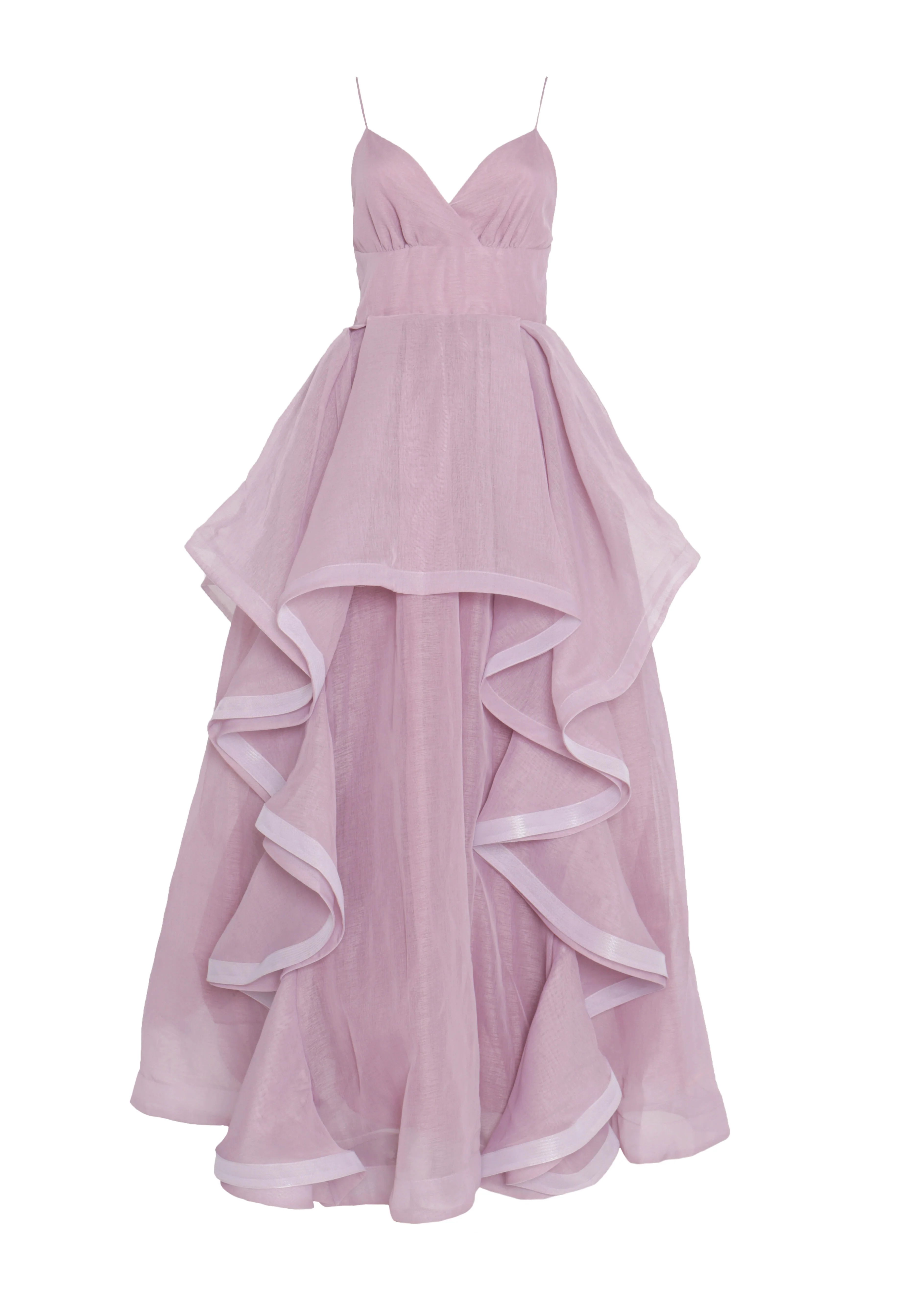 Ingrid Lilac Plunge Neck Ruffle Layered Strappy Maxi Dress