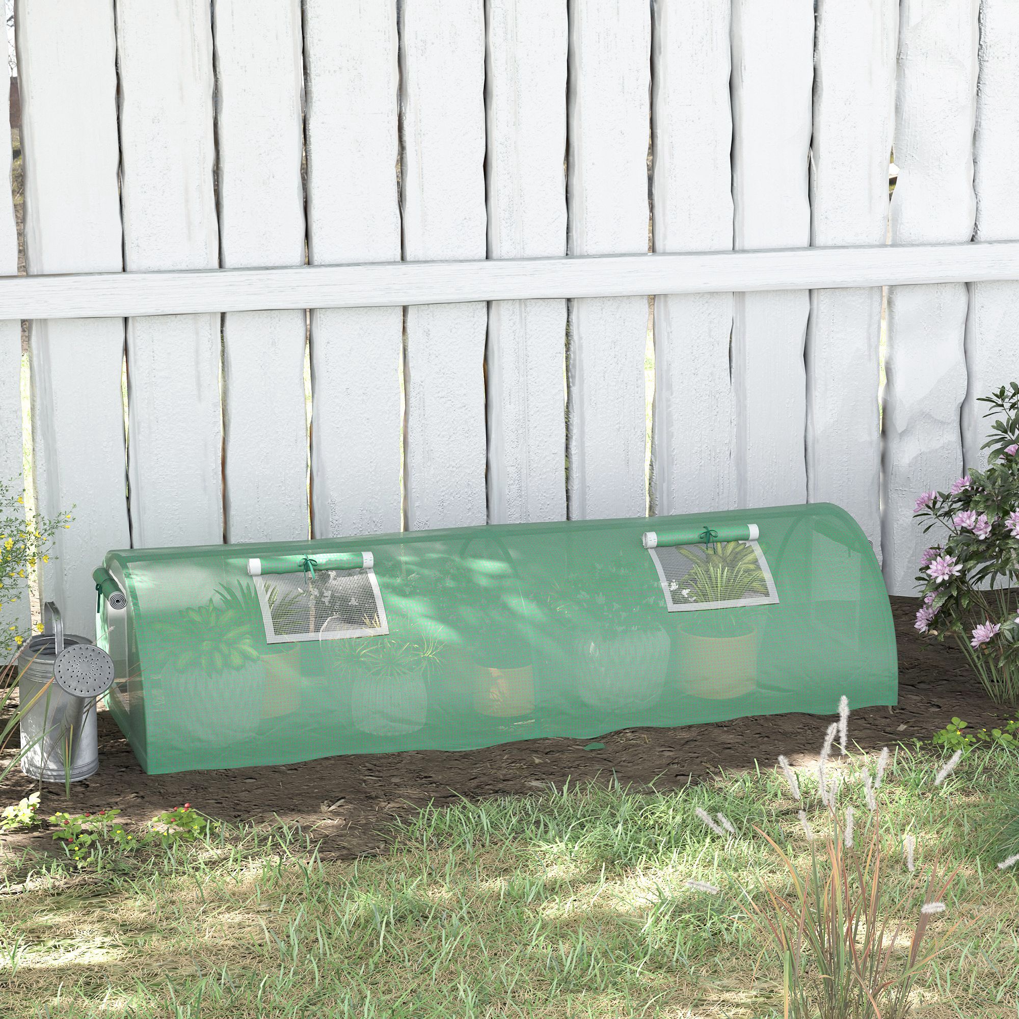 Outsunny Foliengewächshaus, wetterbeständig, UV-beständig, Folientunnel, 200 cm x 80 cm x 45 cm, Grün