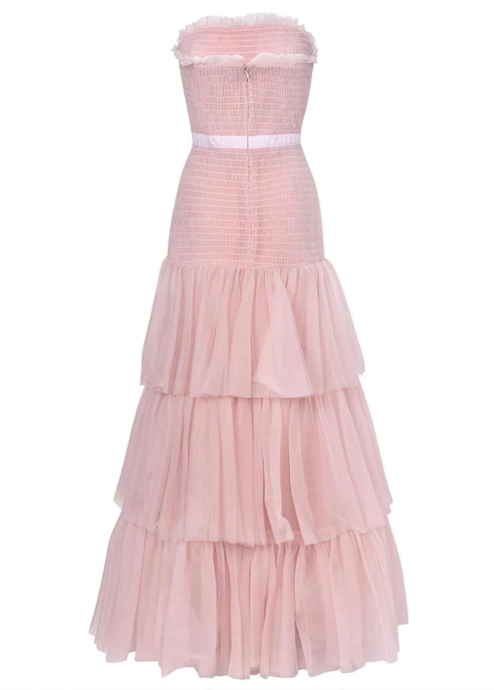 Nude Pink Katherine Sleeveless Ruffle Maxi-Dress