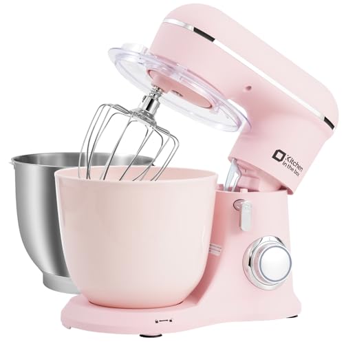 Kitchen in the box Impastatrice Planetaria，2 Ciotole 4,5 L 5 L Impastatrice Professionale, 10 Velocità con Uncino Impastatore, Mescolatore, Frusta Sbattitric, 1300W (Rosa Chiaro) : Amazon.it: Casa e cucina