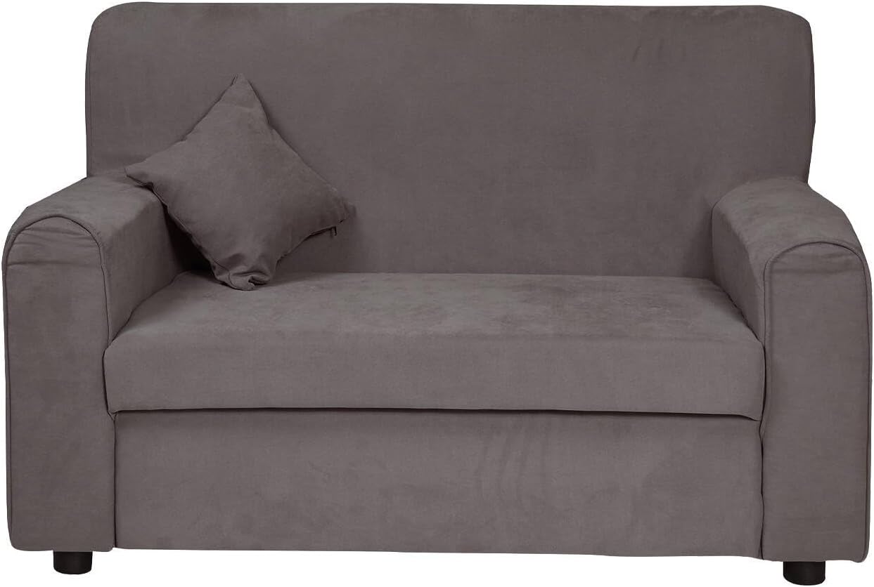 Dmora Divano Fisso 2 posti Baeza, Divano in Tessuto, Sofà lineare salvaspazio, Divano per Piccoli Appartamenti, 125x73h85 cm, Grigio
