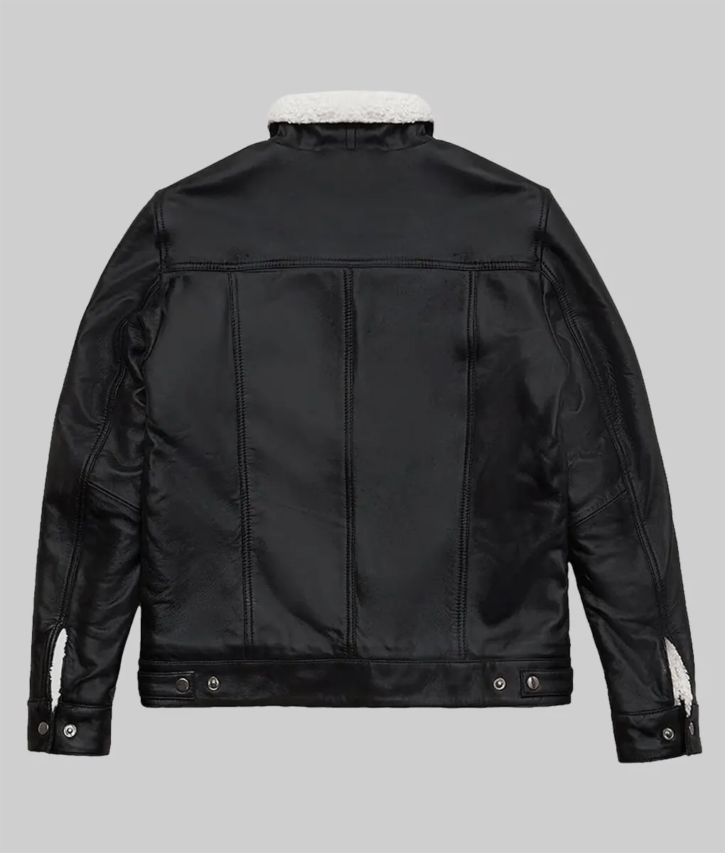 Freddie White Fur Leather Trucker Jacket