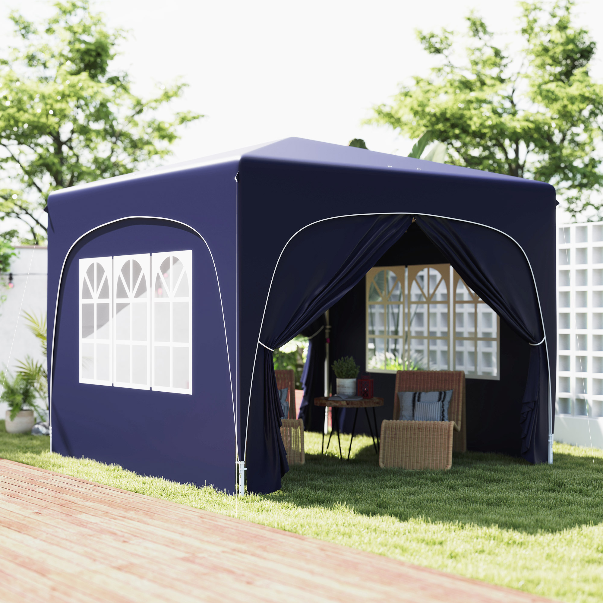 Outsunny 3 x 3 m Pavillon, Pop-up Gartenzelt mit Seitenwänden und Tragetasche, UPF50+, höhenverstellbar, Sand