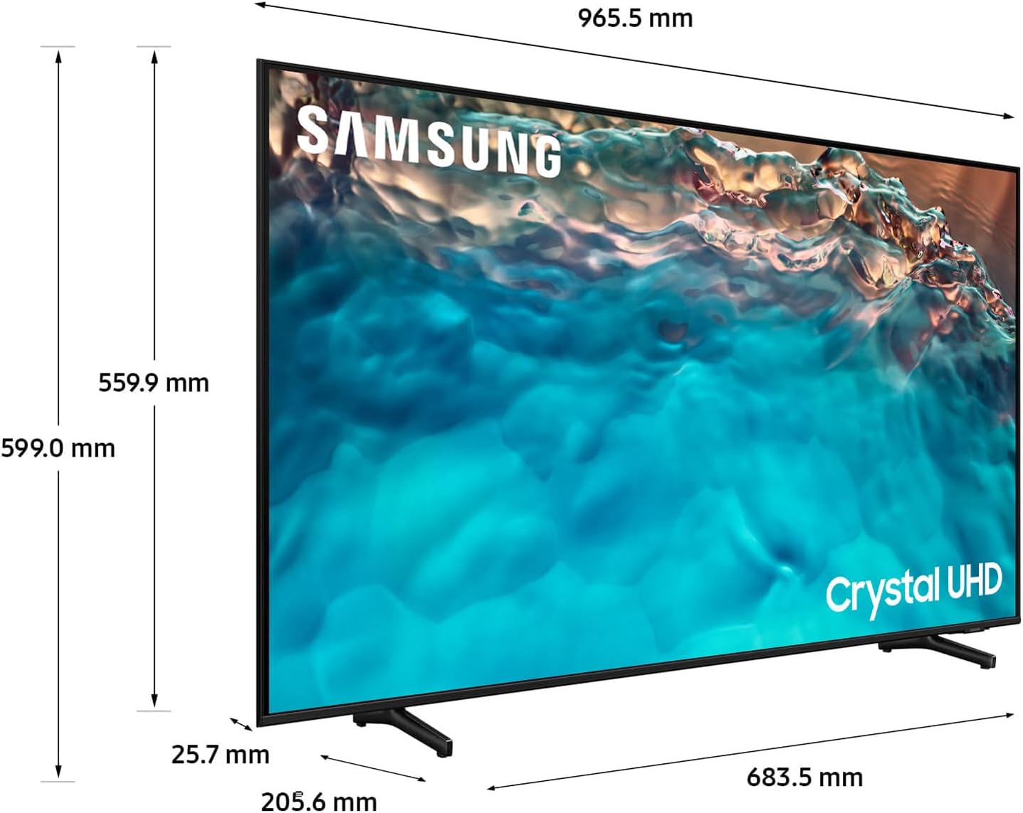 Samsung TV Crystal UHD UE43BU8070UXZT, Smart TV 43' Serie BU8070, Crystal UHD 4K, Alexa e Google Assistant integrati, Black, 2022, DVB-T2