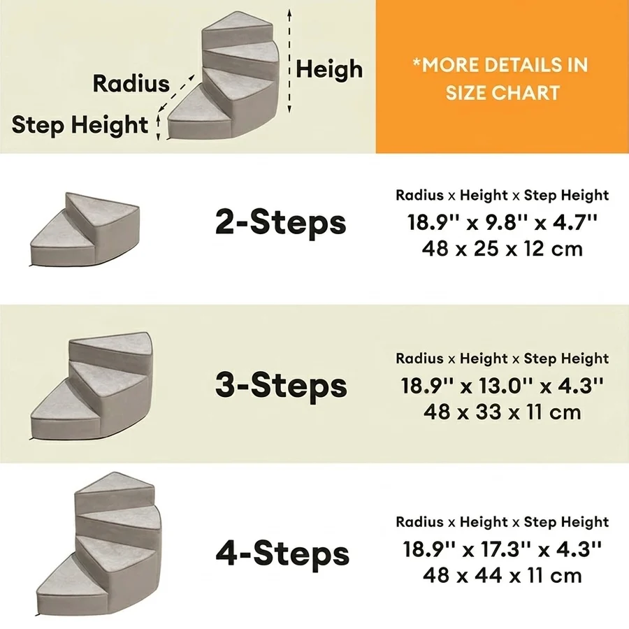 Spiral Dog Stairs �C Water-Repellent Faux Leather & Joint-Friendly Sponge