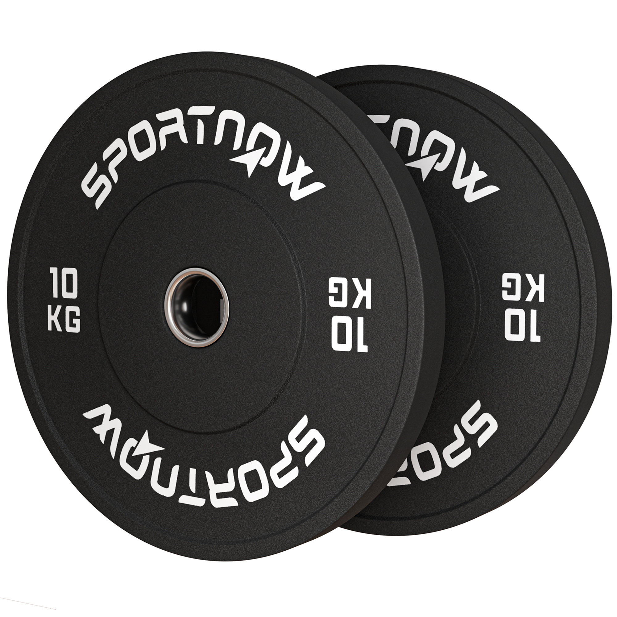 SPORTNOW Hantelscheiben-Set, 2 x 10 kg, olympischer Standard, Gummi, geräuscharm, Schwarz