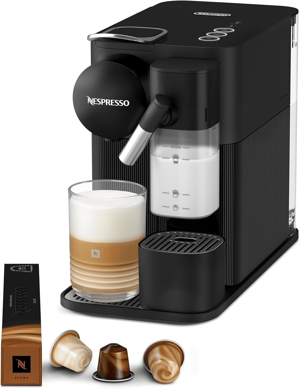 Nespresso Lattissima One EN510.B, De'Longhi Coffee Machine, Nespresso Capsule System, 1L Water Tank, Black