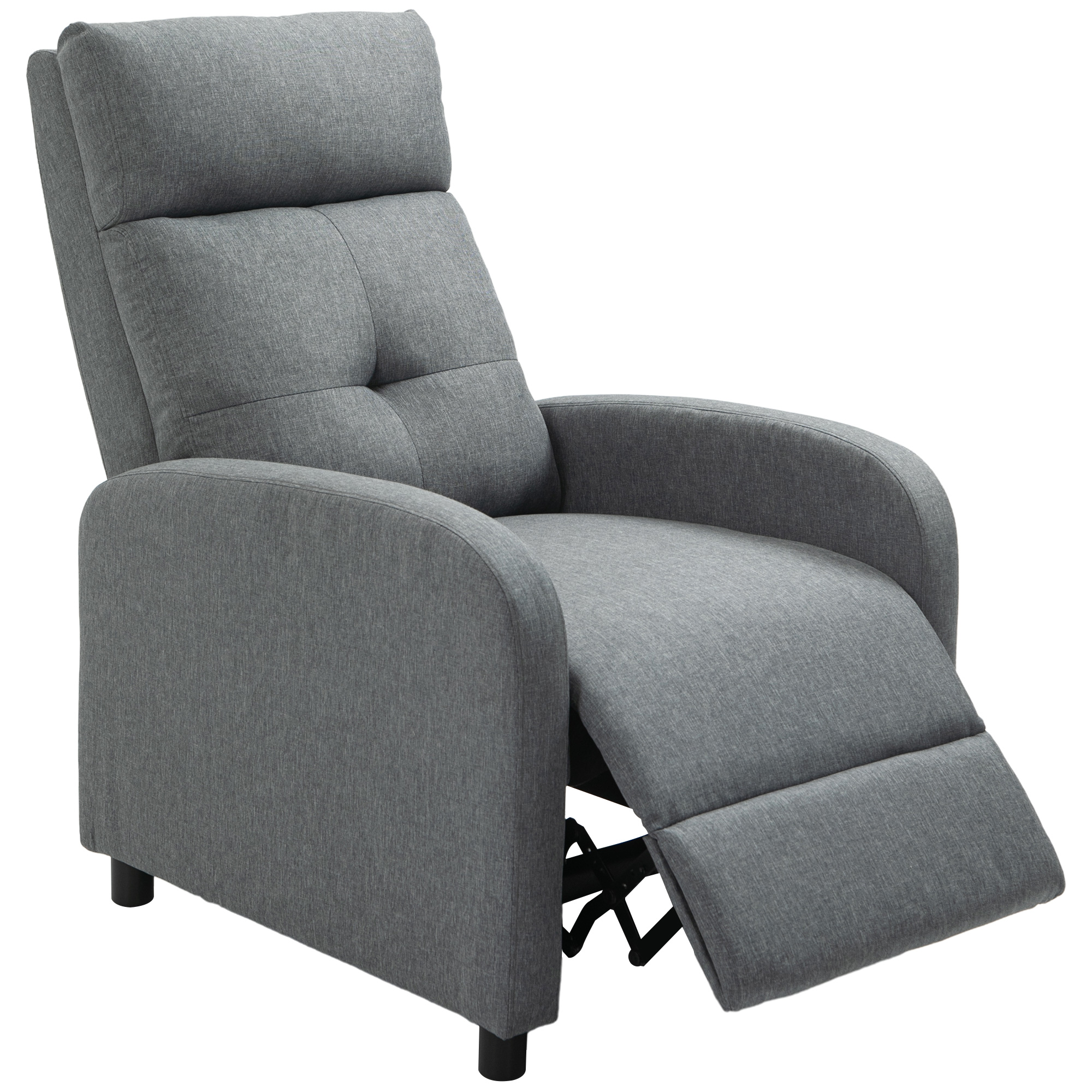 HOMCOM Relaxsessel mit Liegefunktion, ausfahrbares Fußteil, Taschenfederkern, bis 150 kg, Grau