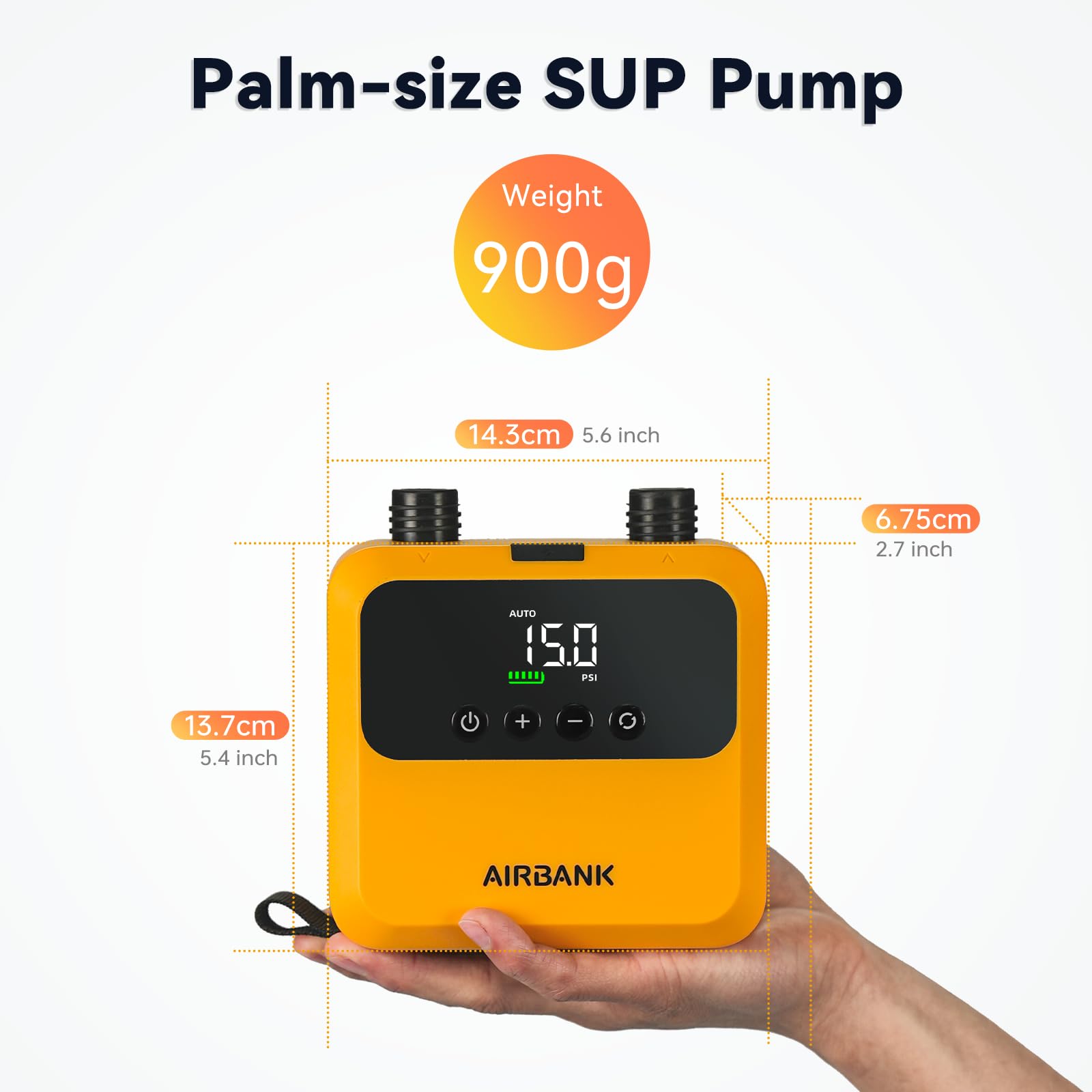 Elektrische SUP-Luftpumpe Pulse Pro mit 4500-mAh-Akku 20 PSI 133 Wh Zweistufige Pumpe für Paddleboards und Kajaks