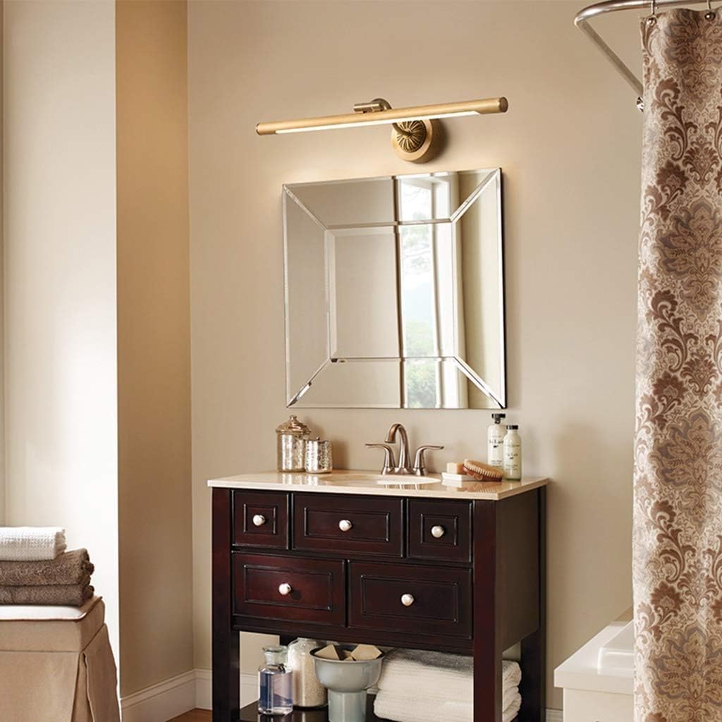 Spiegelfrontleuchte, Amerikanische Vollkupfer-Led-Badezimmerleuchte, Wasserdicht, Schminktisch-Spiegelschranklampe, Moderne Minimalistische Schlafzimmer-Wandleu,Neutral Light-43cm