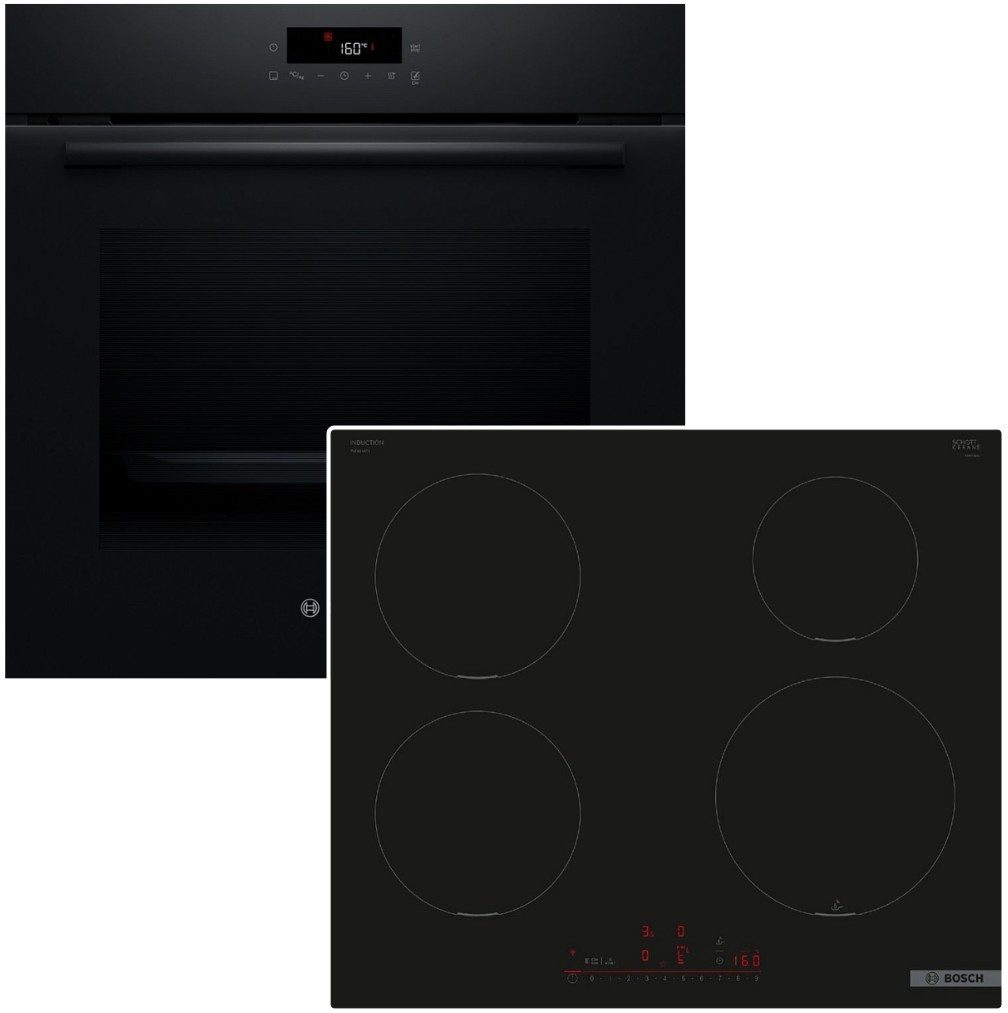 Backofen-Set 3D-Heißluft Pyrolyse + Induktionskochfeld Home Connect PowerBoost