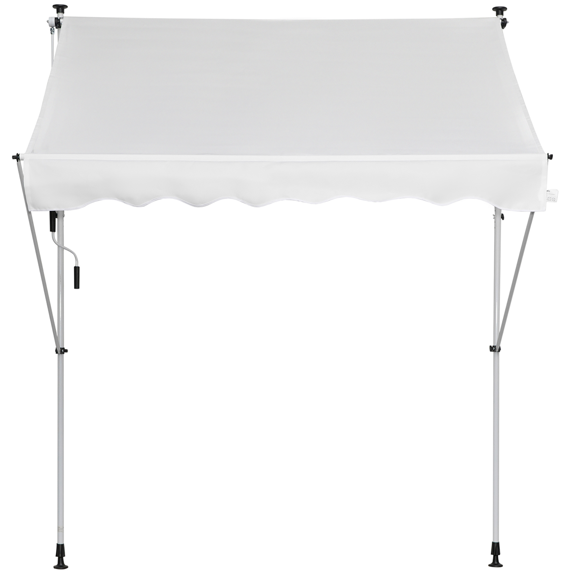 Outsunny Manueller ausziehbarer Markisenstore 2L x 1,5B x 1,7-2,8H m einstellbare Neigung schnelle Installation Balkonmarkise ohne Bohren Metall Aluminium Polyester Weiß