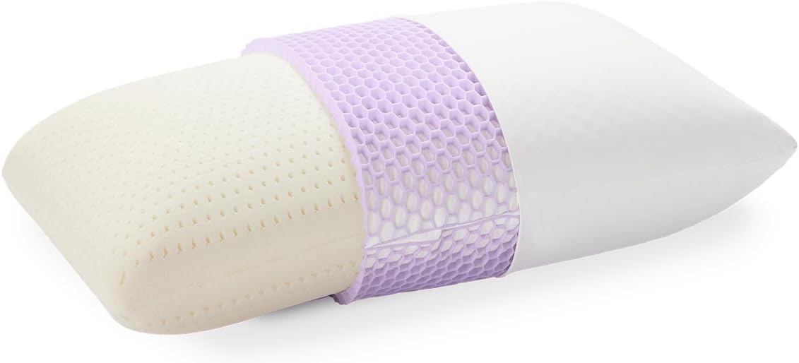 Purple Harmony Pillow – Talalay Latex Foam Cooling Pillow for Combo or Side Sleepers, 360º Hex GelFlex Grid for No-Pressure Support and Luxurious Weightless Feel - Standard, Medium Feel, Med Height