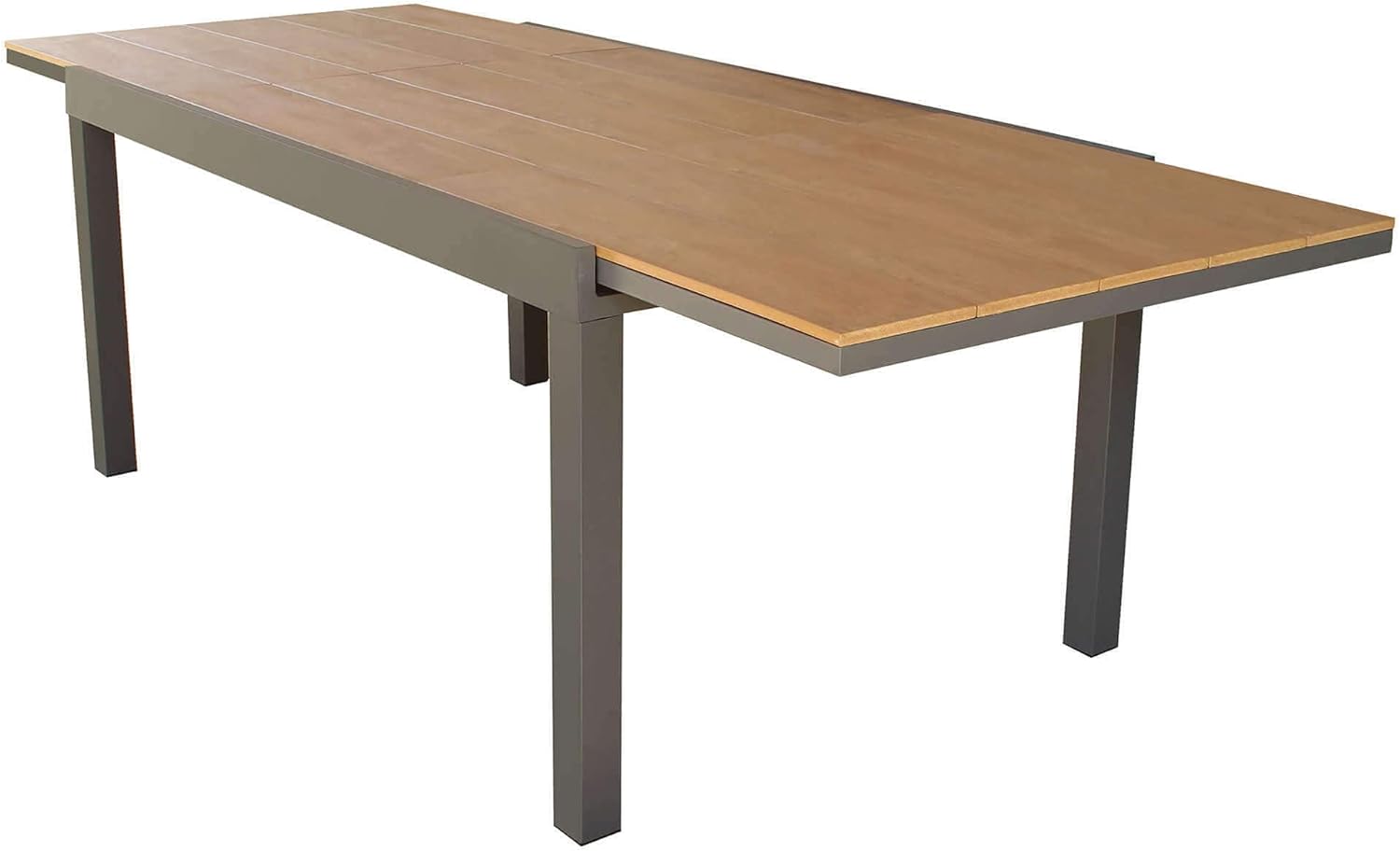 MilaniHome.it - Garden Table and Chairs Set for Outdoors in Aluminium and Durable Teak Wood, 160 cm / 240 x 95 x 75 H cm with 6 Seat Taupe