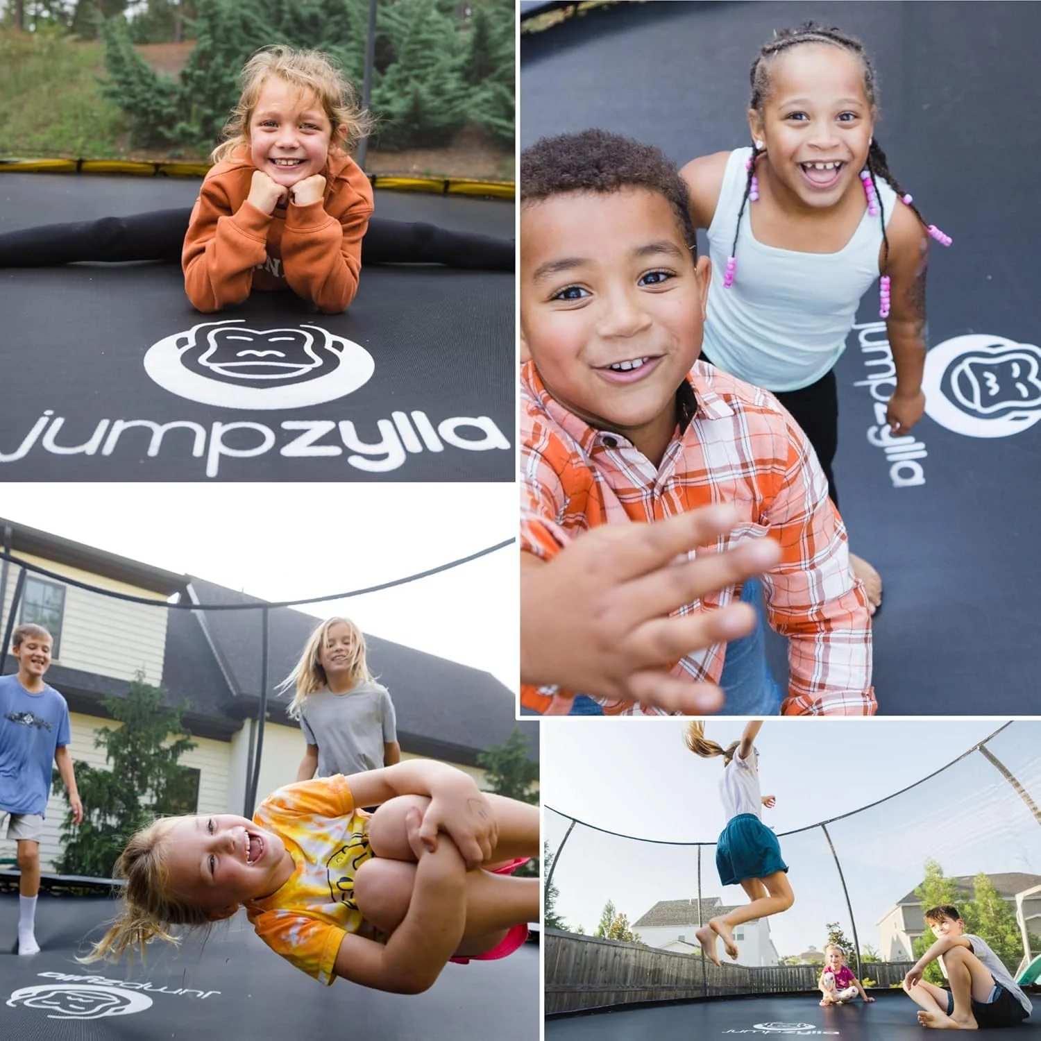 JUMPZYLLA Trampoline 8FT 10FT 12FT 14FT 15FT 16FT Trampoline with Enclosure - Recreational Trampolines with Ladder and AntiRust Coating, ASTM Approval Outdoor Trampoline for Kids