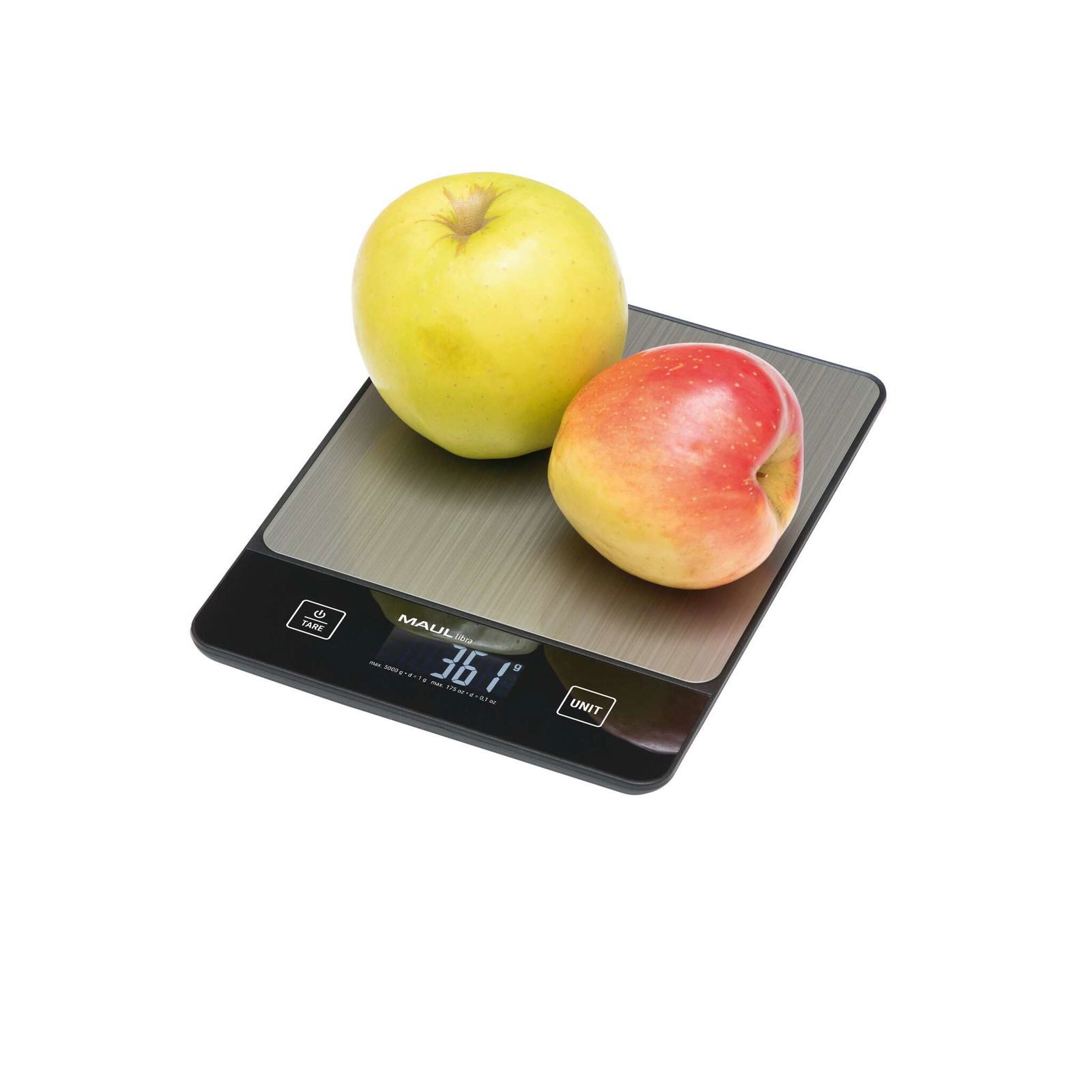 Küchenwaage Briefwaage MAULlibra mitBatterie, 5000 g / schwarz