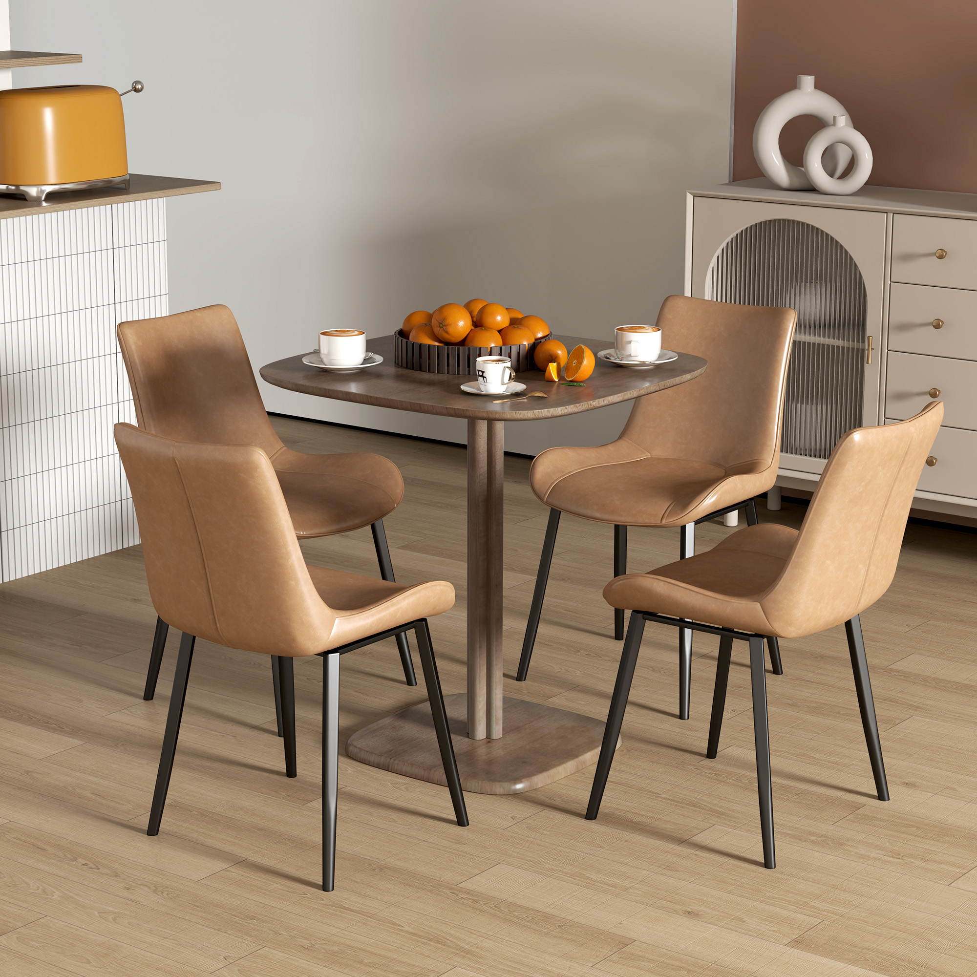 HOMCOM Esstisch für 4 Personen, quadratischer moderner Küchentisch mit Holzoptik, 70 x 70 cm, braun