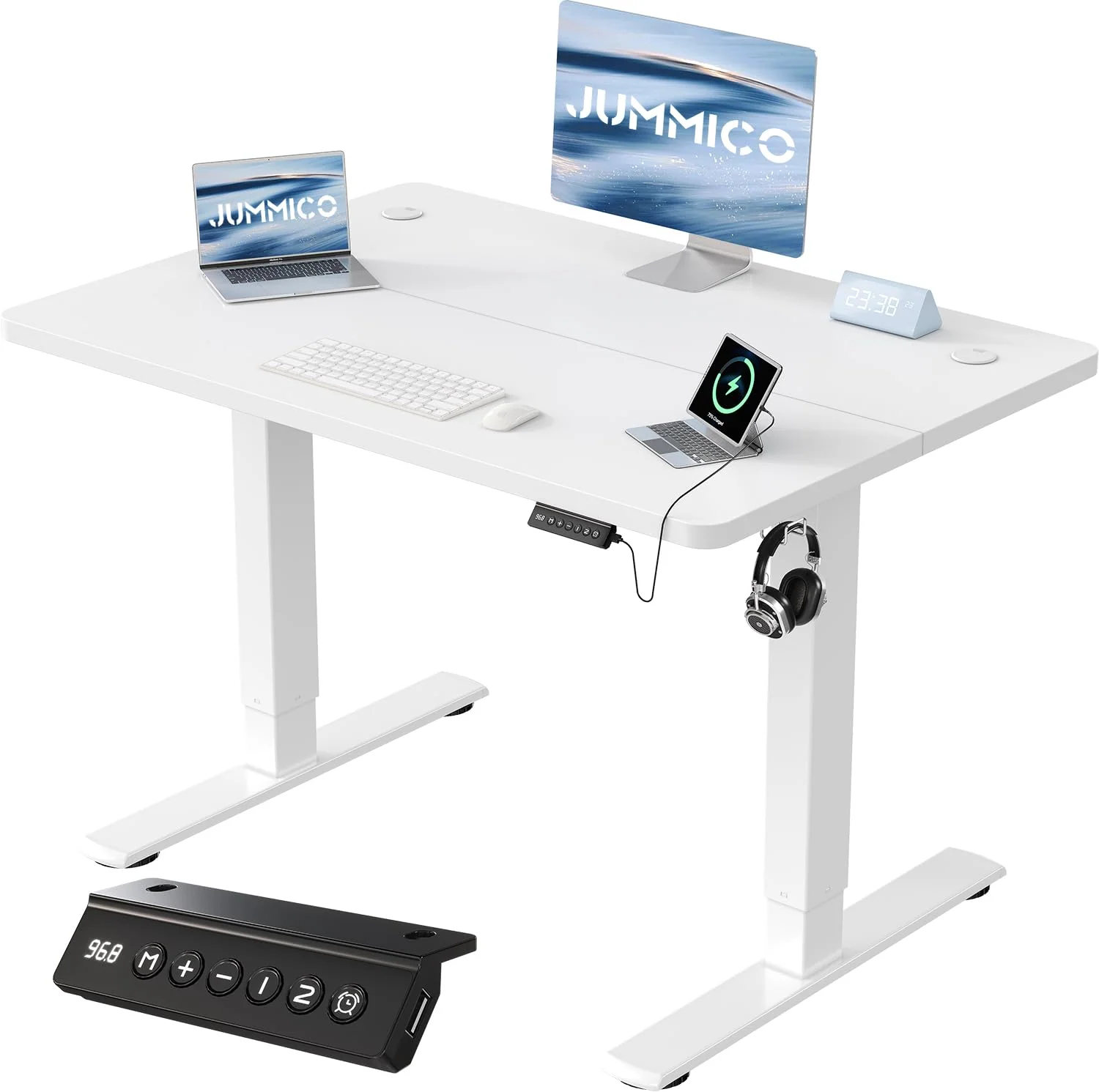 JUMMICO Elektrisch höhenverstellbarer Schreibtisch mit USB-Anschluss