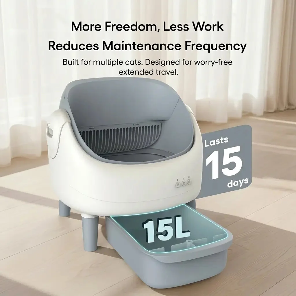 Automatic Self-Cleaning Cat Litter Box �C 15L Capacity & Smart App Control