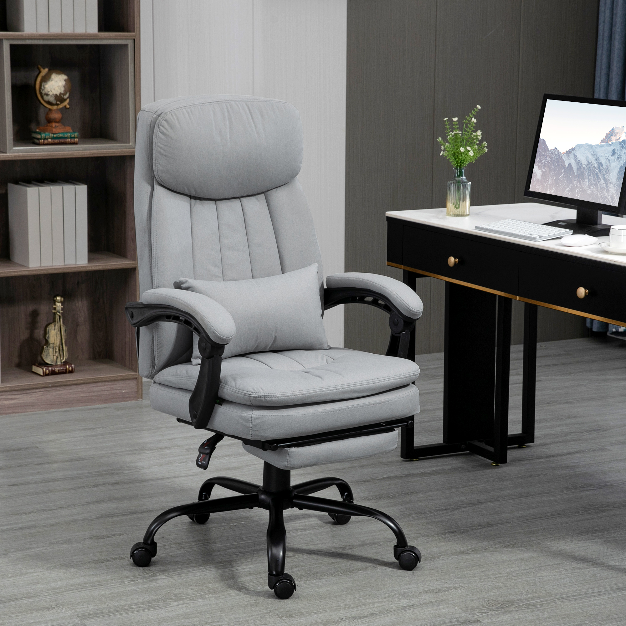 Vinsetto Bürostuhl mit Massage- & Heizfunktion, verstellbar, bis 120 kg, 66 x 67 x 110-118 cm Grau