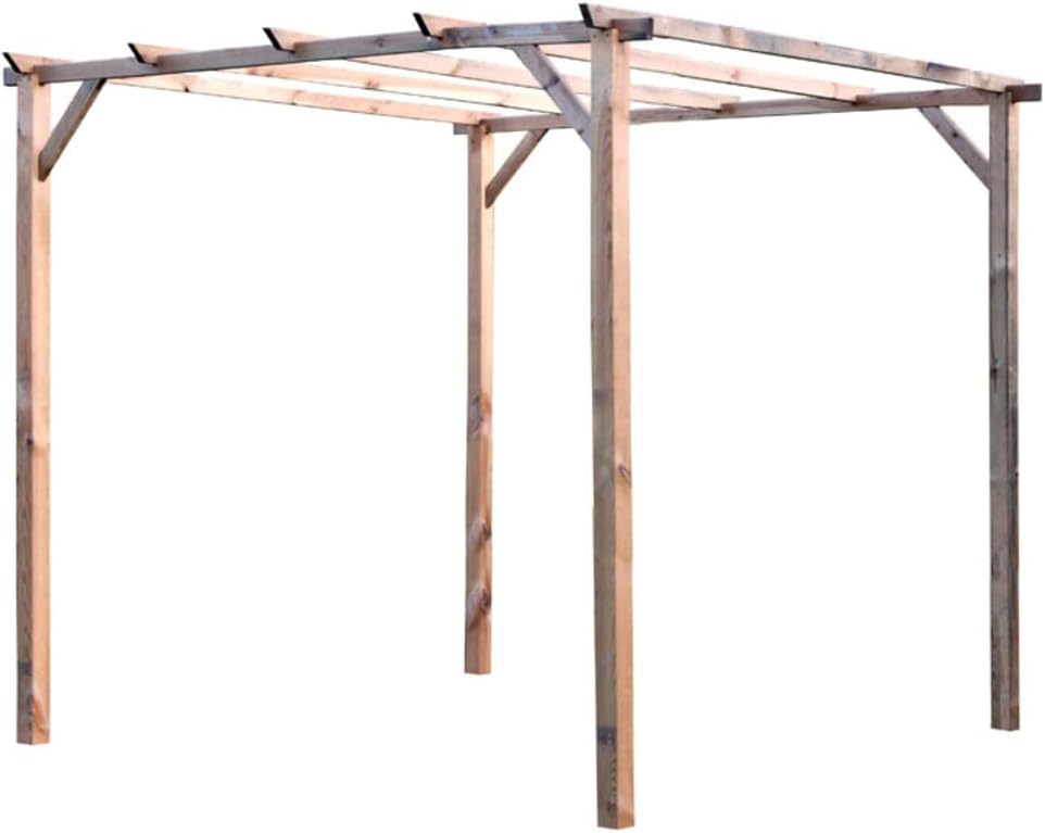 VERDELOOK Wooden Pergola Gazebo without Cover, 3 x 3 m for Outdoor and Garden Furniture
